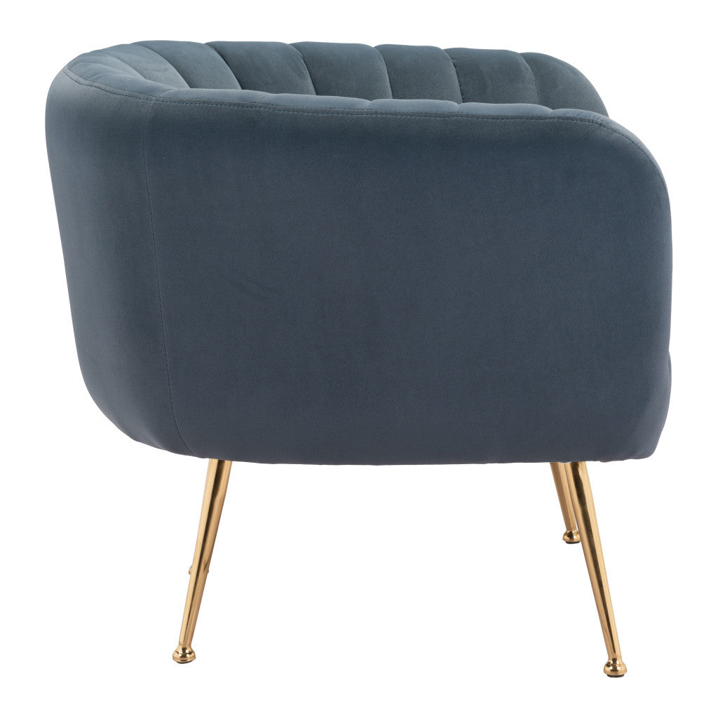 30" Gray And Gold Velvet And Upholstered Tufted Club Chair-Accent Chairs-DECOROLALA