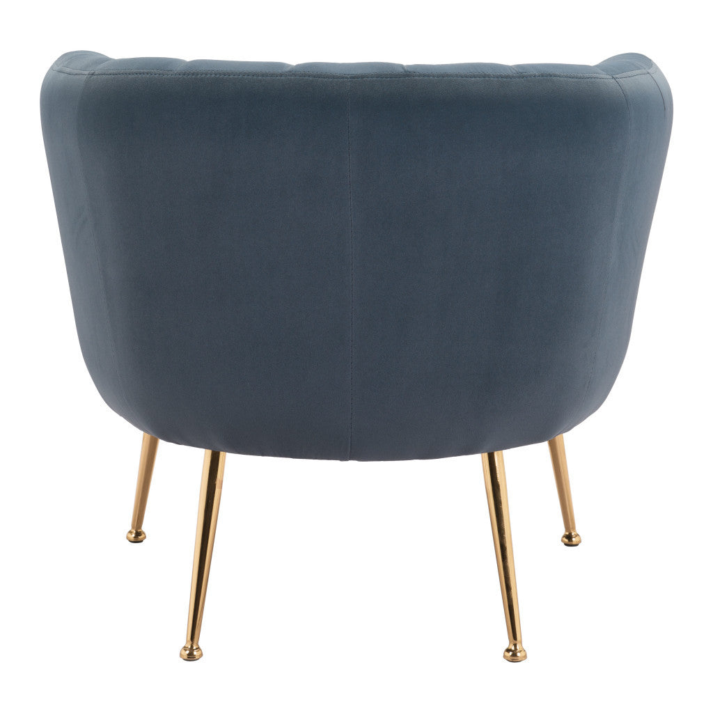 30" Gray And Gold Velvet And Upholstered Tufted Club Chair-Accent Chairs-DECOROLALA