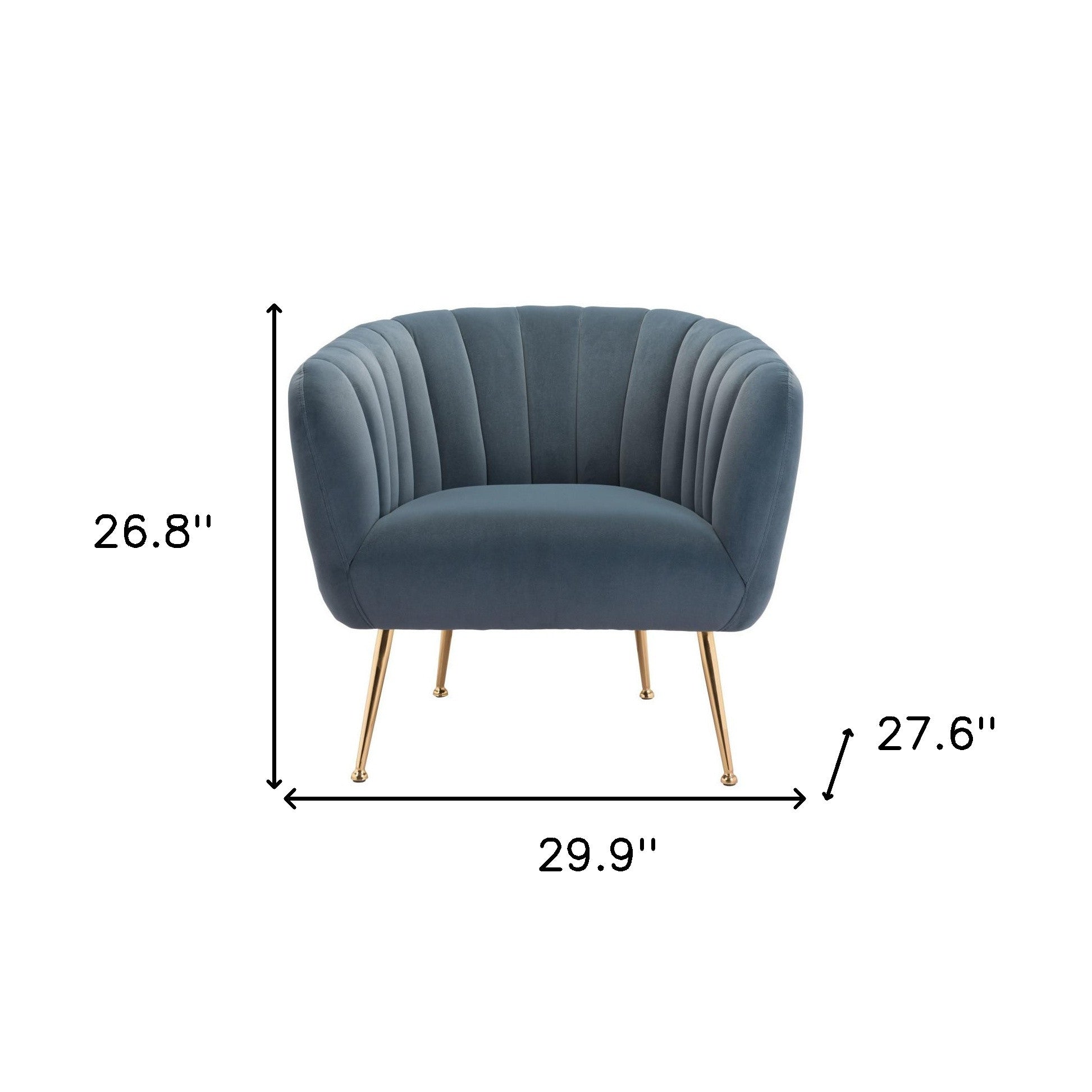 30" Gray And Gold Velvet And Upholstered Tufted Club Chair-Accent Chairs-DECOROLALA