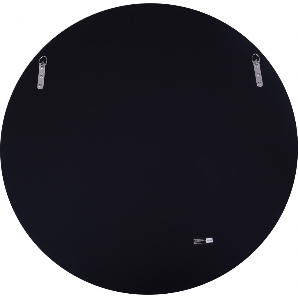 30" Gray Round Glass Framed Accent Mirror-Mirrors-DECOROLALA