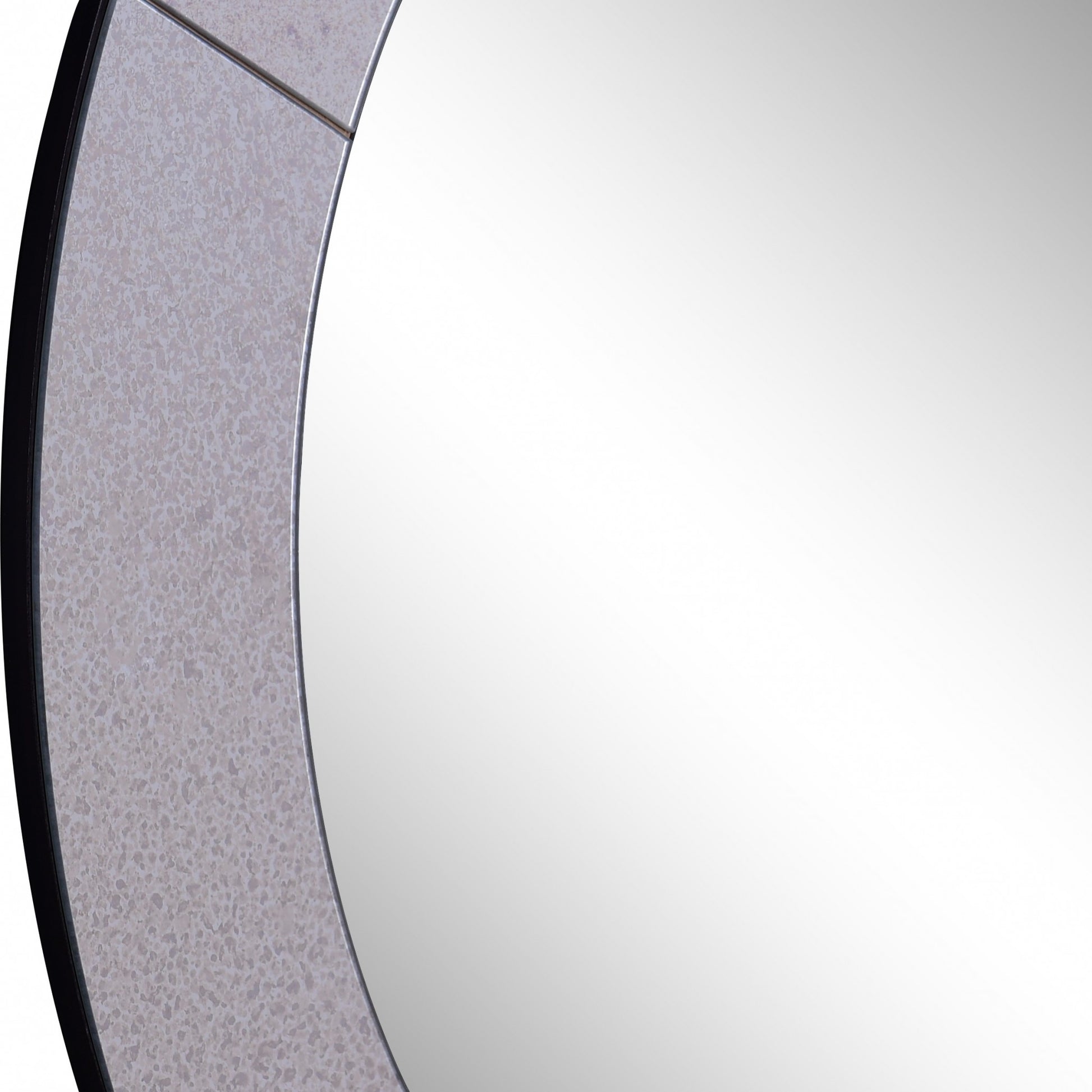 30" Gray Round Glass Framed Accent Mirror-Mirrors-DECOROLALA
