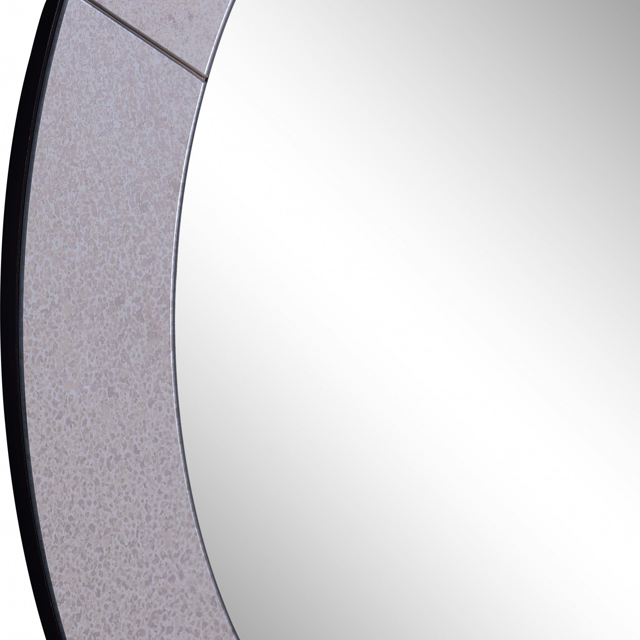 30" Gray Round Glass Framed Accent Mirror-Mirrors-DECOROLALA