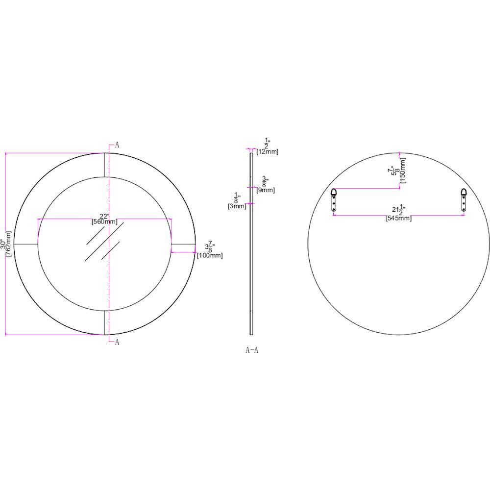 30" Gray Round Glass Framed Accent Mirror-Mirrors-DECOROLALA