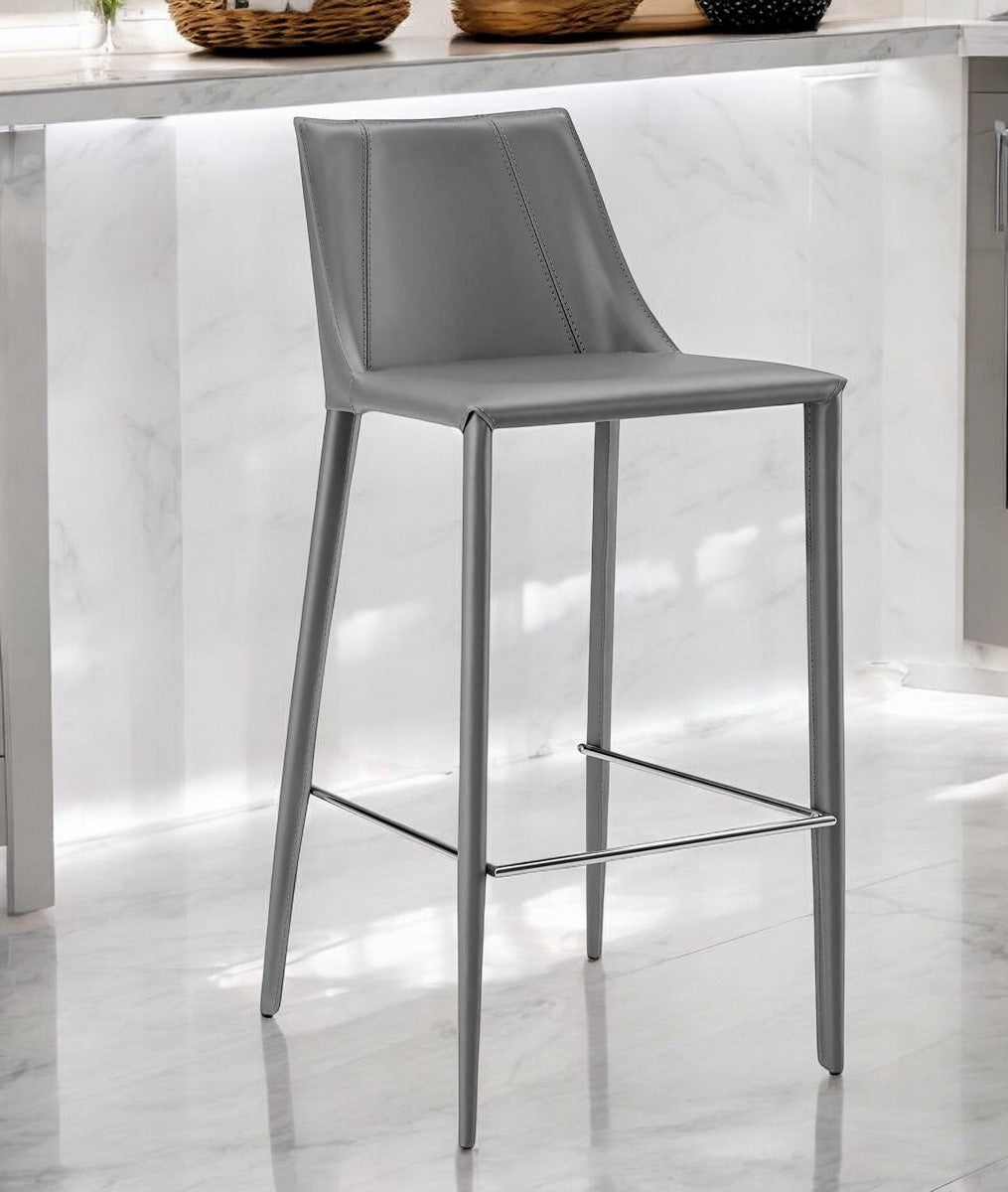 30" Gray Steel Low Back Bar Height Bar Chair-Bar Chairs-DECOROLALA