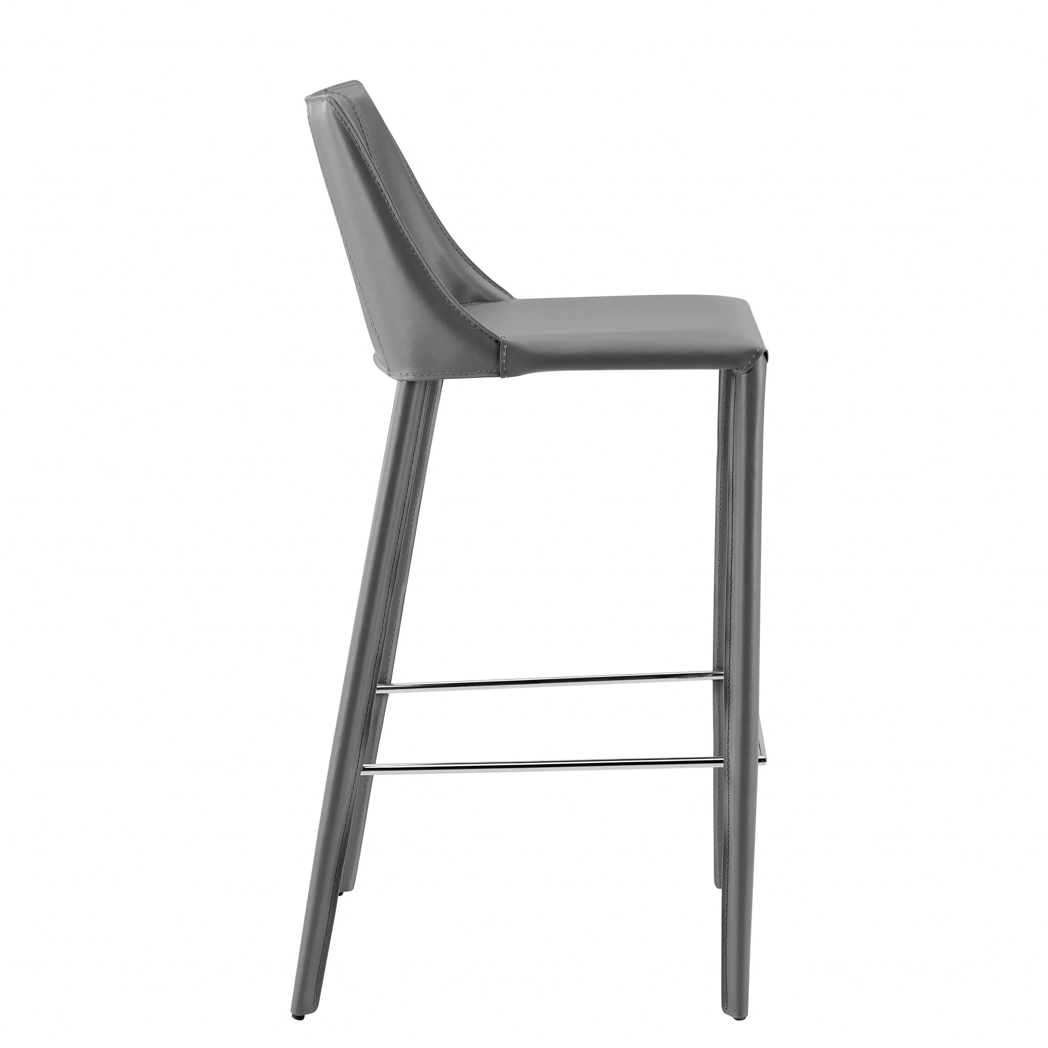 30" Gray Steel Low Back Bar Height Bar Chair-Bar Chairs-DECOROLALA