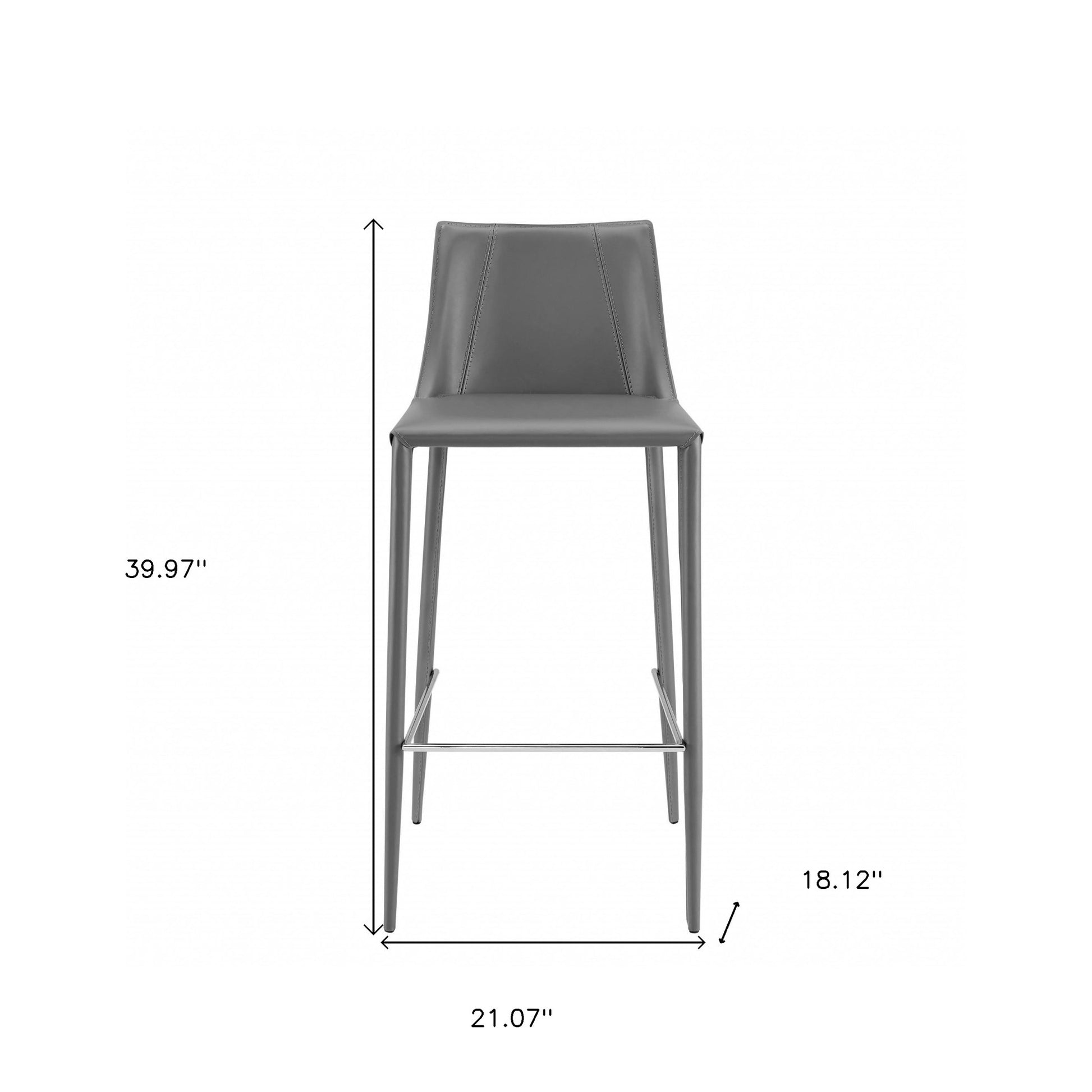 30" Gray Steel Low Back Bar Height Bar Chair-Bar Chairs-DECOROLALA