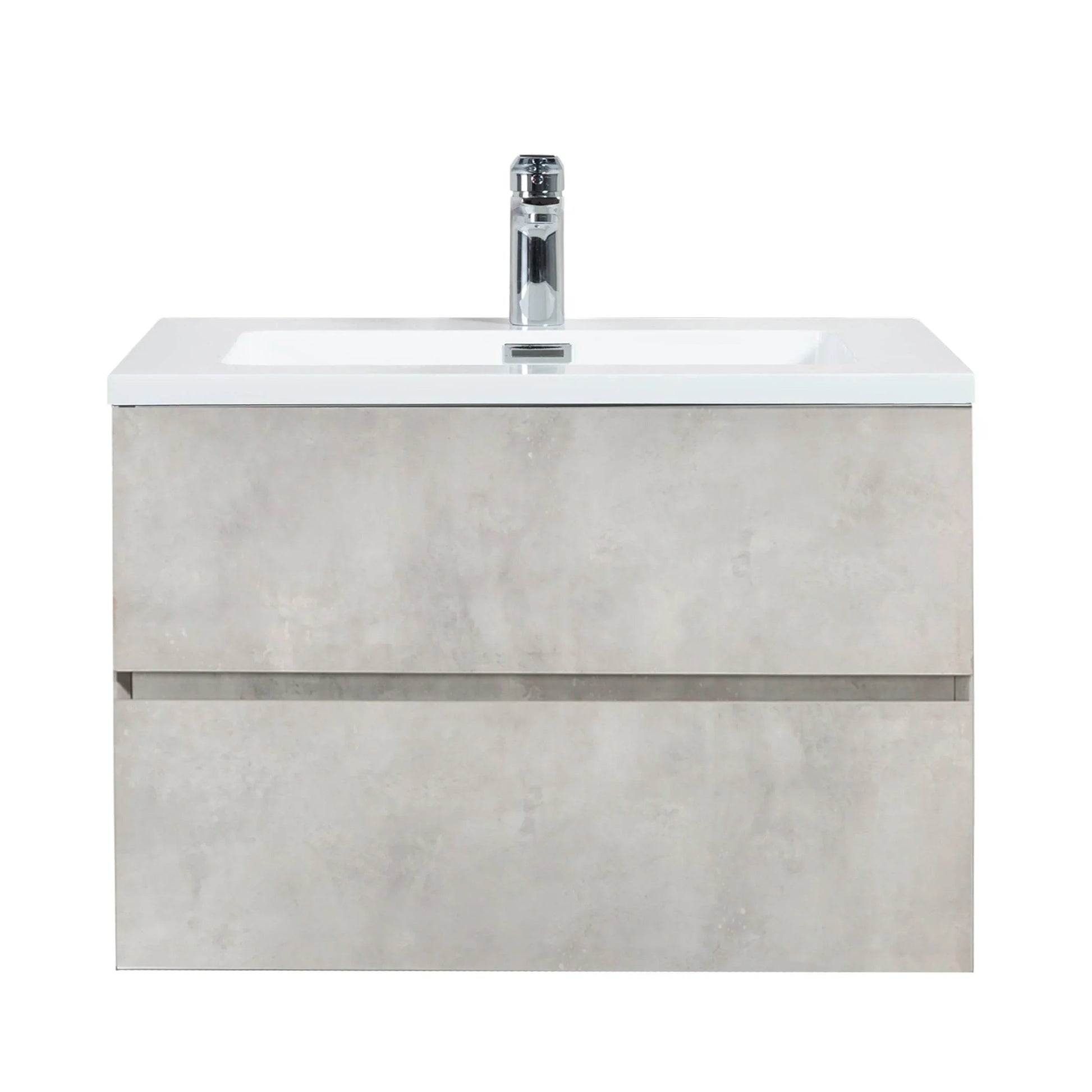 30" Grey Wall Mount Bathroom Vanity with White Polymarble Countertop-Migration_Bathroom Vanities-DECOROLALA