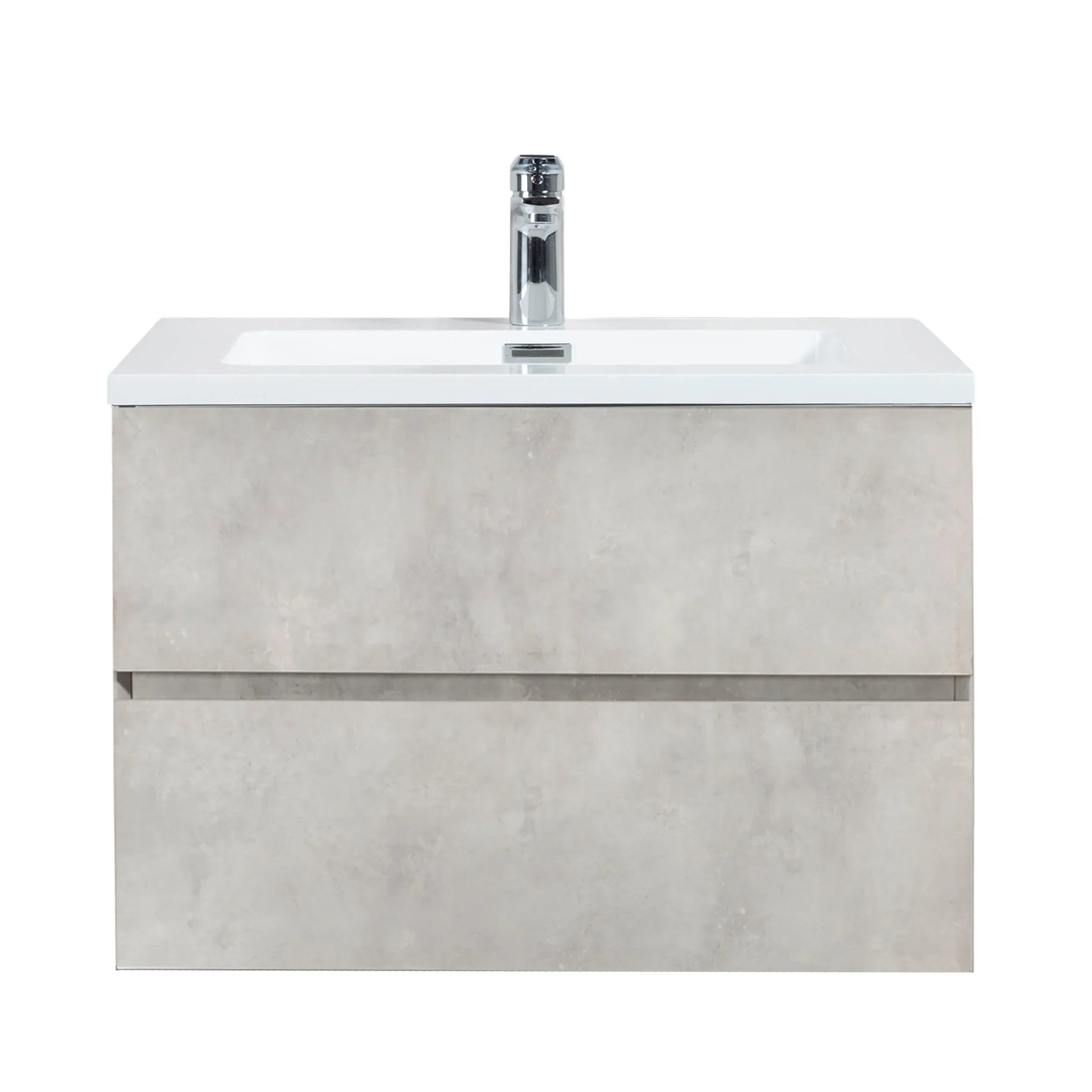 30" Grey Wall Mount Bathroom Vanity with White Polymarble Countertop-Migration_Bathroom Vanities-DECOROLALA