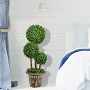 30 Inch Artificial Topiary Triple Ball Tree Indoor and Outdoor UV Protection-Artificial Plants-DECOROLALA