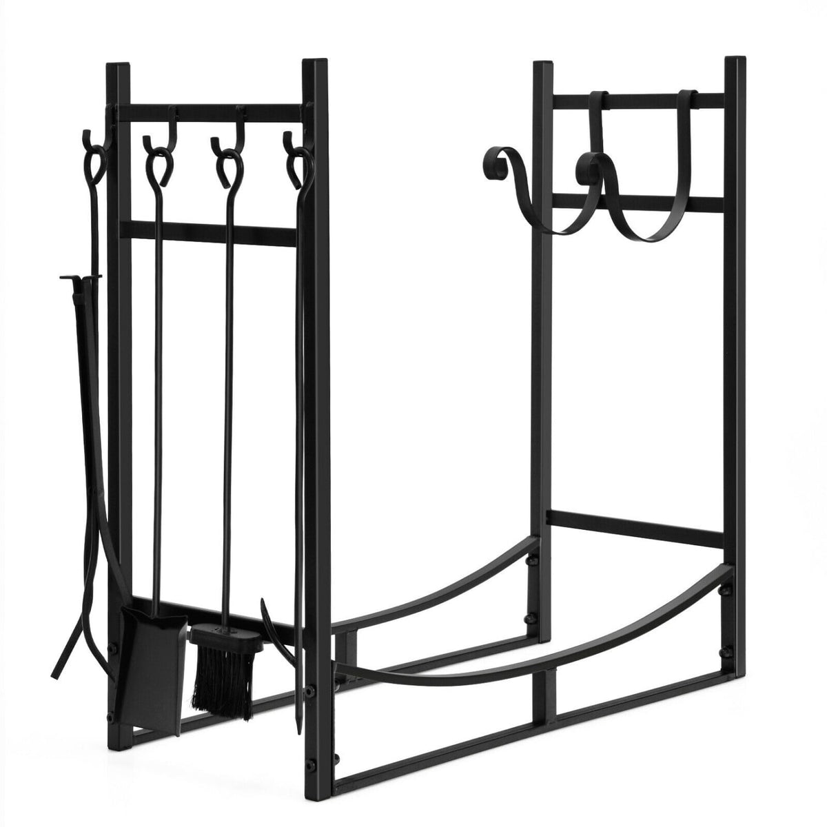 30 Inch Firewood Rack with 4 Tool Set Kindling Holders for Indoor and Outdoor-Log Racks & Carriers-DECOROLALA