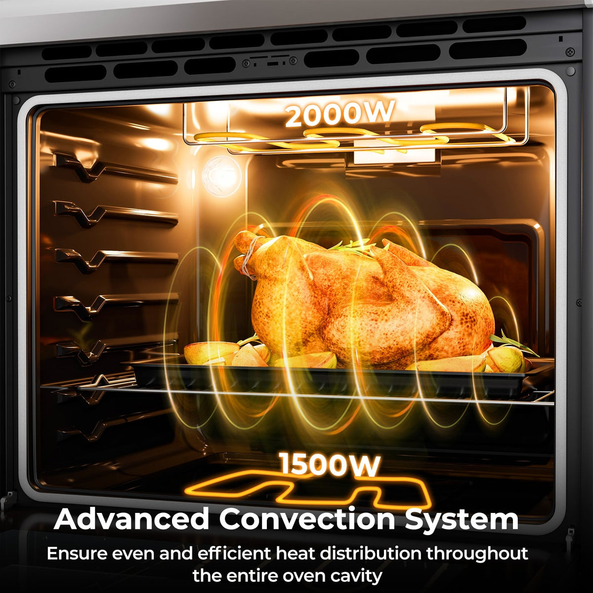 30 Inch Freestanding and Slide-in Kitchen Stove with 4 Burners Ceramic Cooktop-Silver-Food Warmers & Burners-DECOROLALA