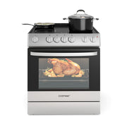 30 Inch Freestanding and Slide-in Kitchen Stove with 4 Burners Ceramic Cooktop-Silver-Food Warmers & Burners-DECOROLALA