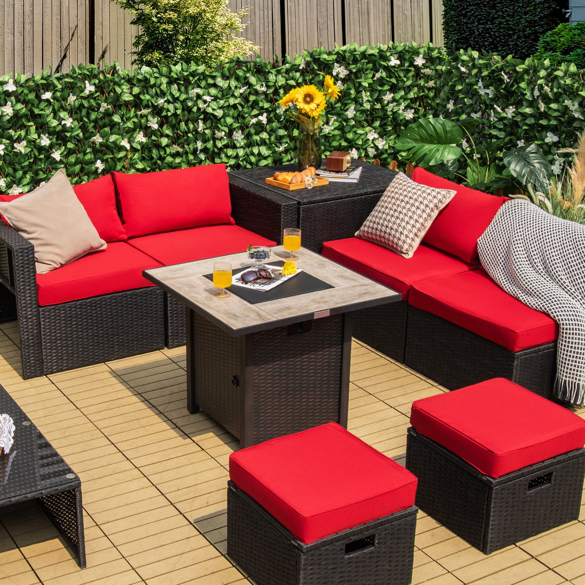 30 Inch Square Propane Gas Fire Pit Table Ceramic Tabletop-Fire Pit Tables-DECOROLALA