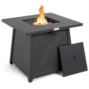 30 Inch Square Propane Gas Fire Table with Waterproof Cover-Fire Pit Tables-DECOROLALA