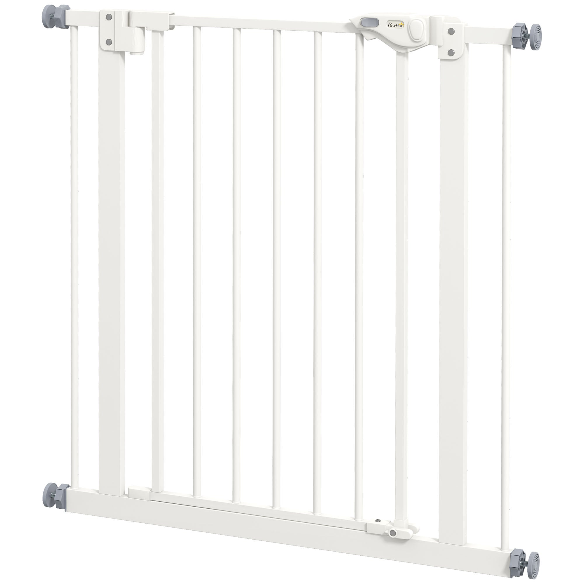 30 Inch Tall Pet Gate with Door Dog Gate and Barrier Indoor for Stairs, Pressure-Mounted Safety Gate, White-Dogs-DECOROLALA