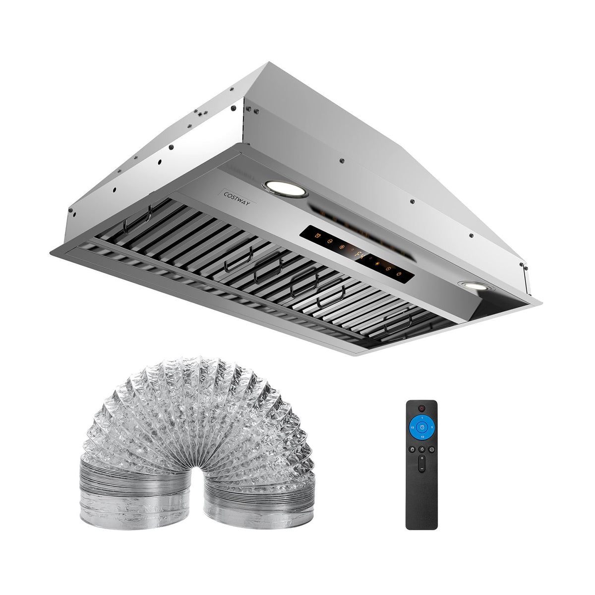 30 Inch Under Cabinet Range Hood with 4 Fan Speeds and Baffles Filters-Silver-Kitchen Appliances-DECOROLALA