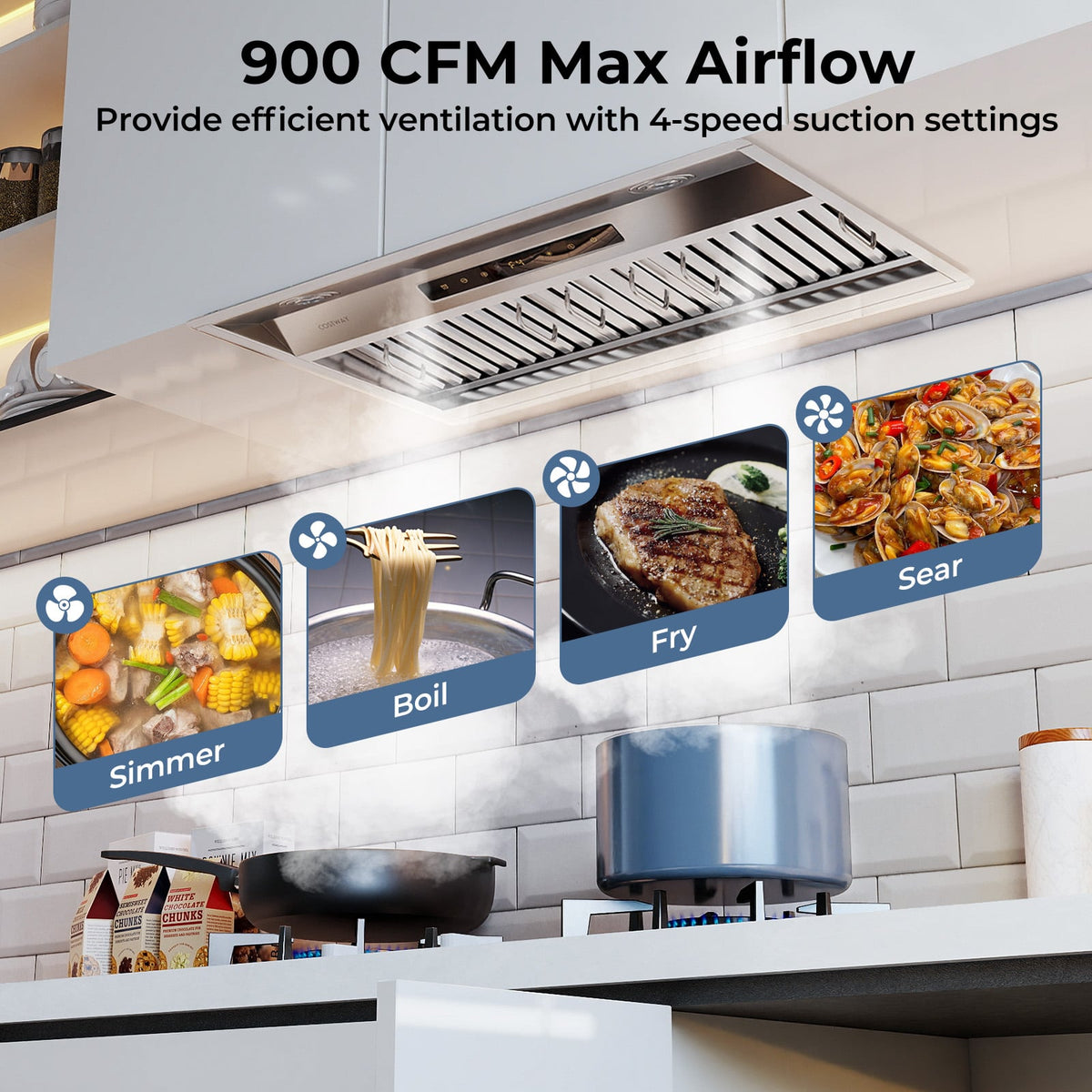 30 Inch Under Cabinet Range Hood with 4 Fan Speeds and Baffles Filters-Silver-Kitchen Appliances-DECOROLALA