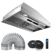 30 Inch Under Cabinet Range Hood with 4 Fan Speeds and Baffles Filters-Silver-Kitchen Appliances-DECOROLALA