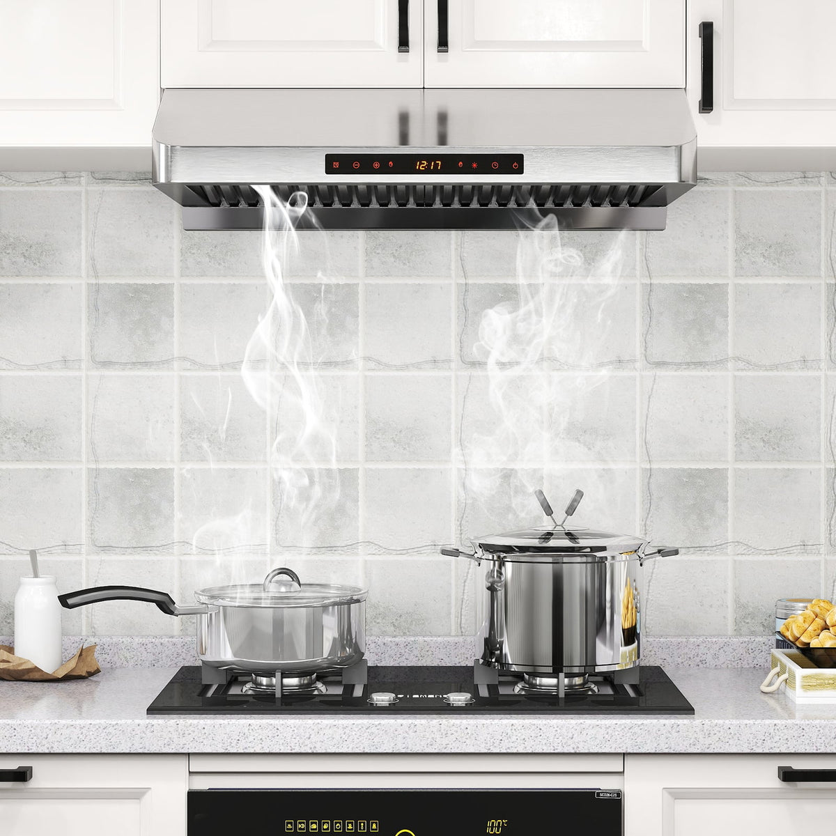 30 Inch Under Cabinet Range Hood with Oil Collector 900 CFM Stainless Steel Kitchen Vent-Silver-Kitchen Appliances-DECOROLALA