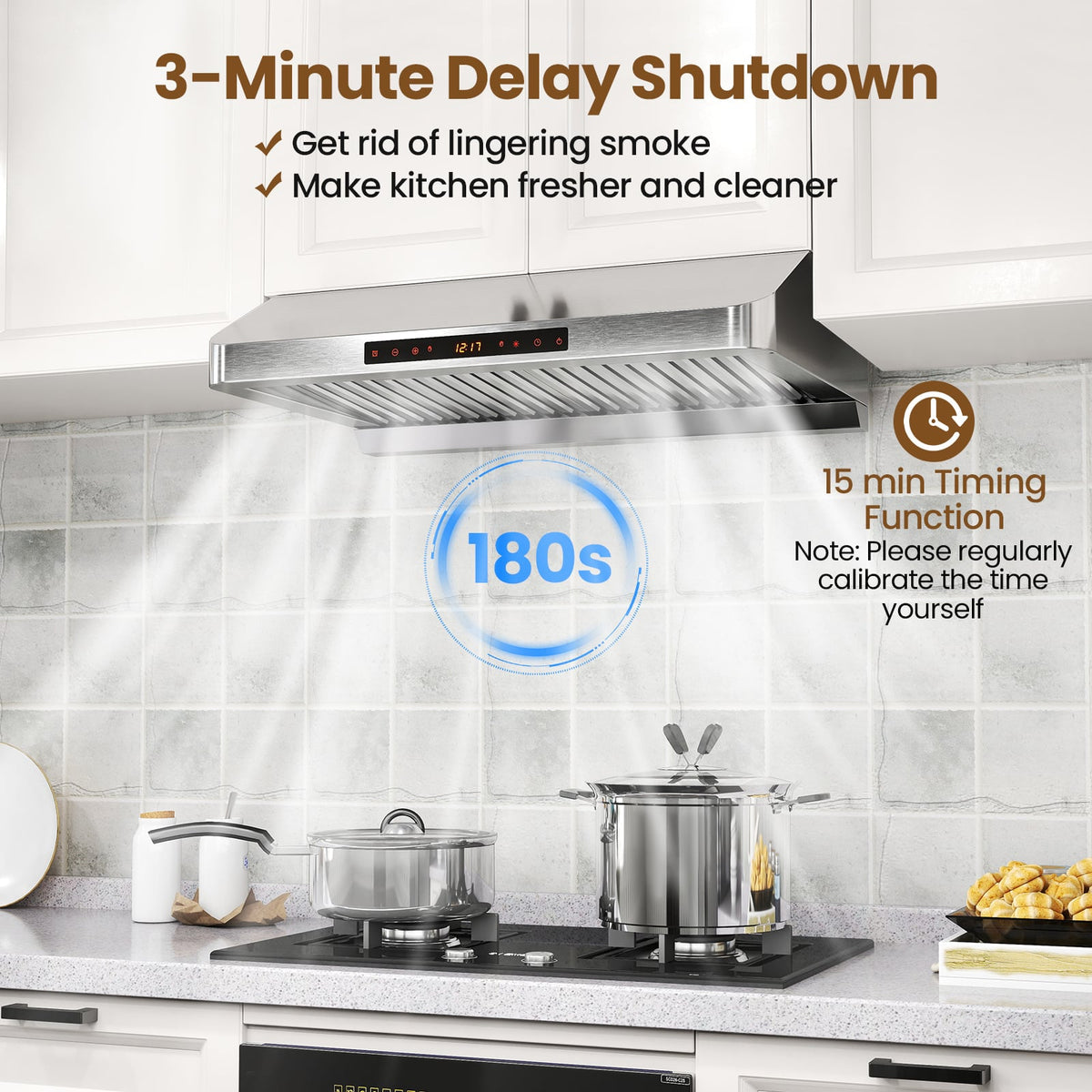 30 Inch Under Cabinet Range Hood with Oil Collector 900 CFM Stainless Steel Kitchen Vent-Silver-Kitchen Appliances-DECOROLALA
