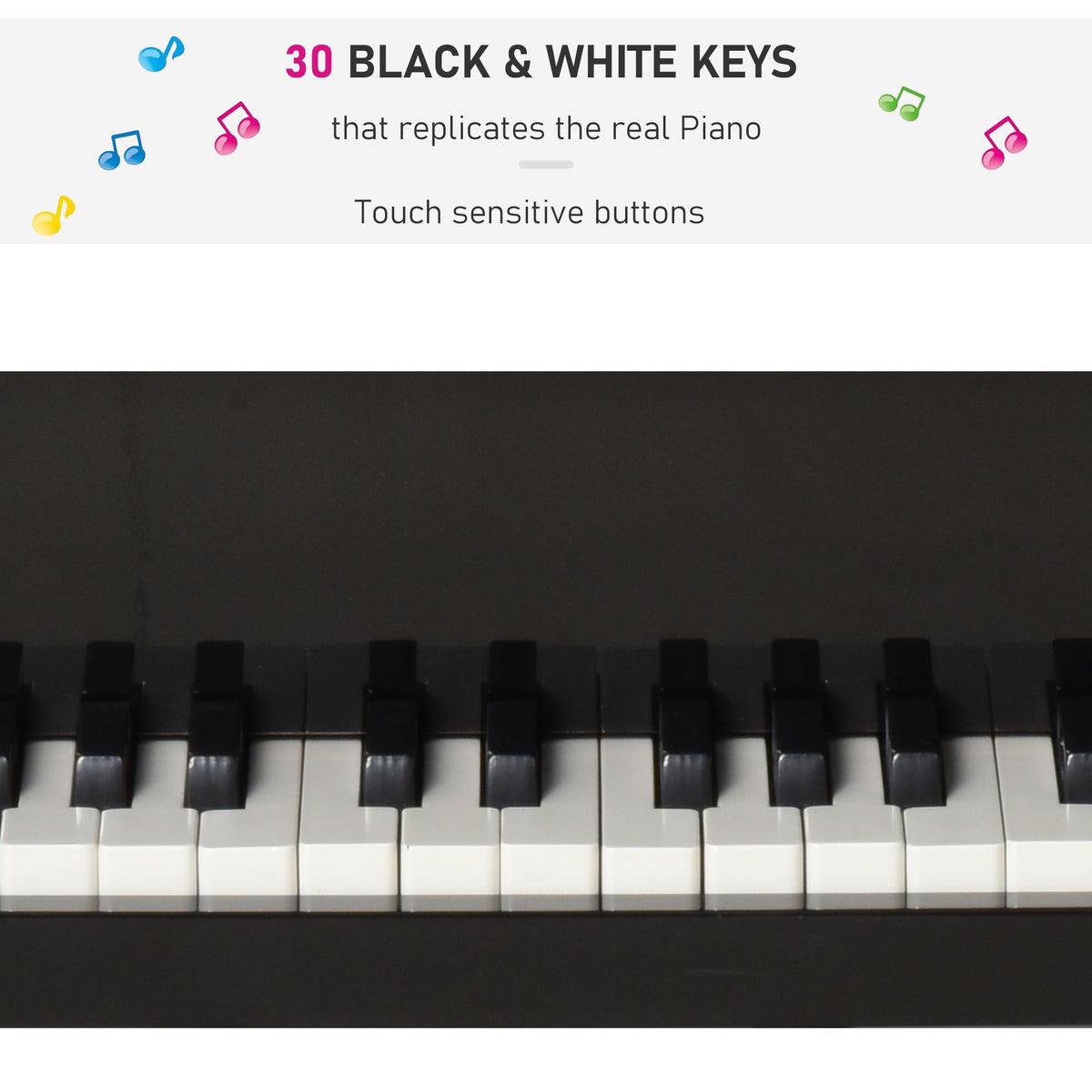 Modern Kids Piano, 30 Keys, Set of 2, Mini Toy for Child, Grand Piano with Music Stand and Bench, Ideal Gift-Toys & Games > Baby & Toddler Toys > Electronic Musical Pianos-DECOROLALA