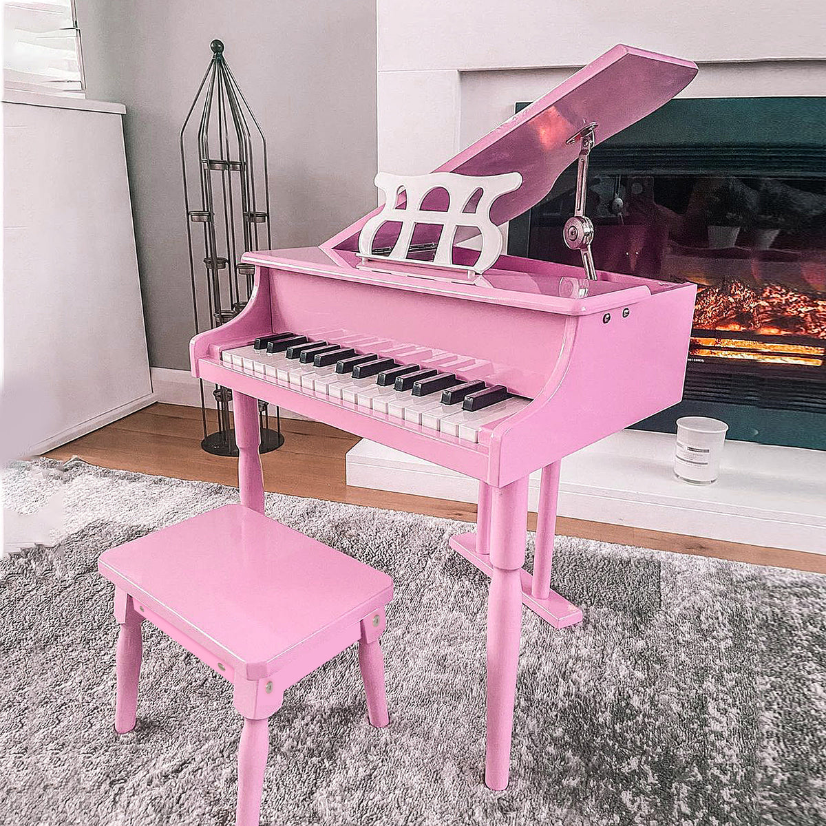 Modern Kids Piano, 30 Keys, Set of 2, Mini Toy for Child, Grand Piano with Music Stand and Bench, Ideal Gift-Toys & Games > Baby & Toddler Toys > Electronic Musical Pianos-DECOROLALA