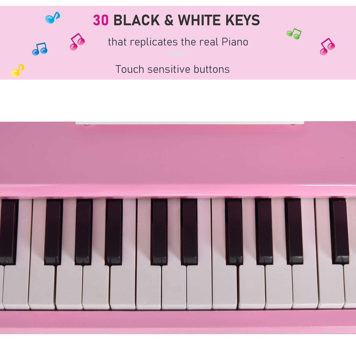 Modern Kids Piano, 30 Keys, Set of 2, Mini Toy for Child, Grand Piano with Music Stand and Bench, Ideal Gift-Toys & Games > Baby & Toddler Toys > Electronic Musical Pianos-DECOROLALA