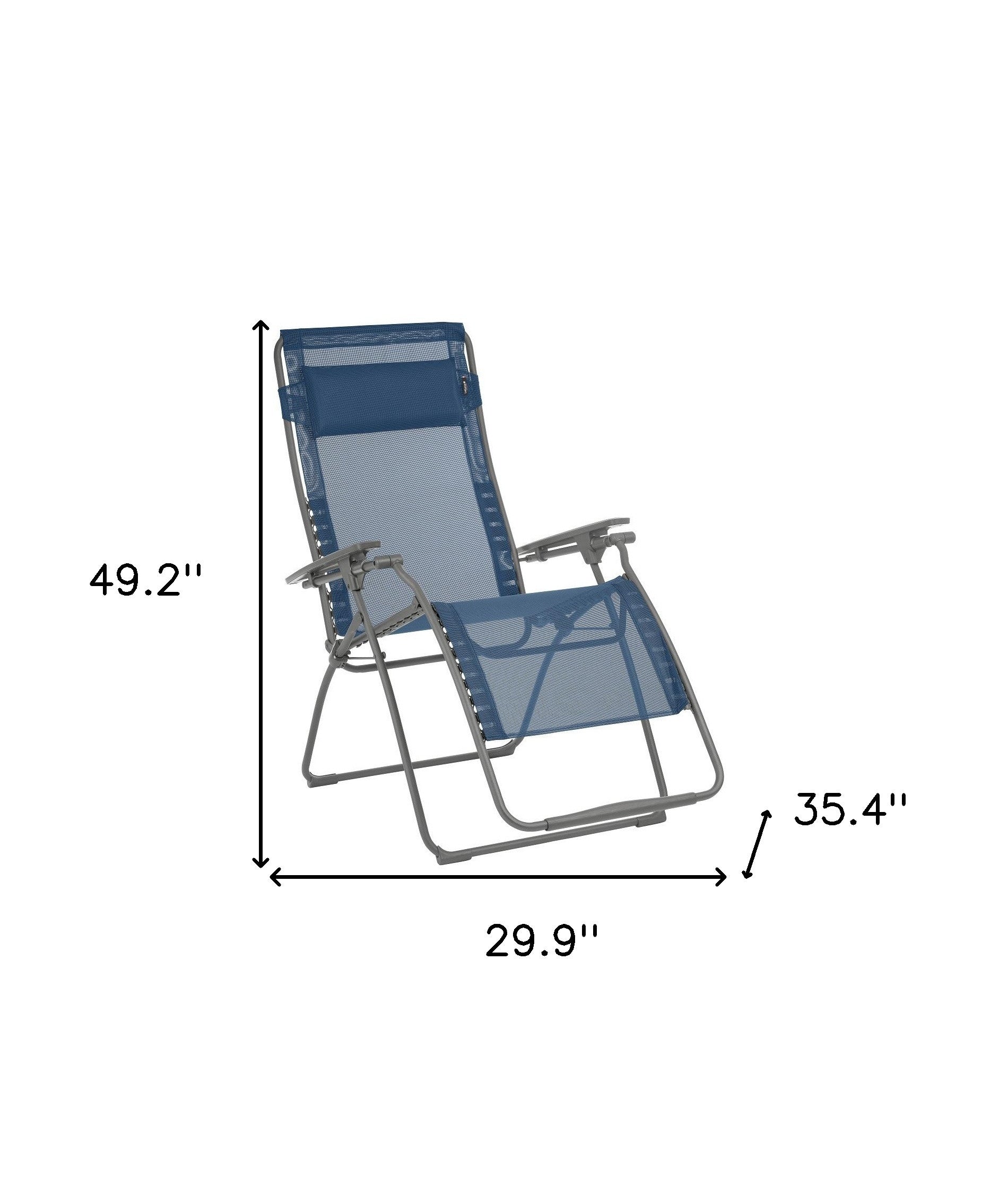 30" Light Gray and Chrome Steel Outdoor Zero Gravity Chair with Light Gray Cushion-Outdoor Chairs-DECOROLALA
