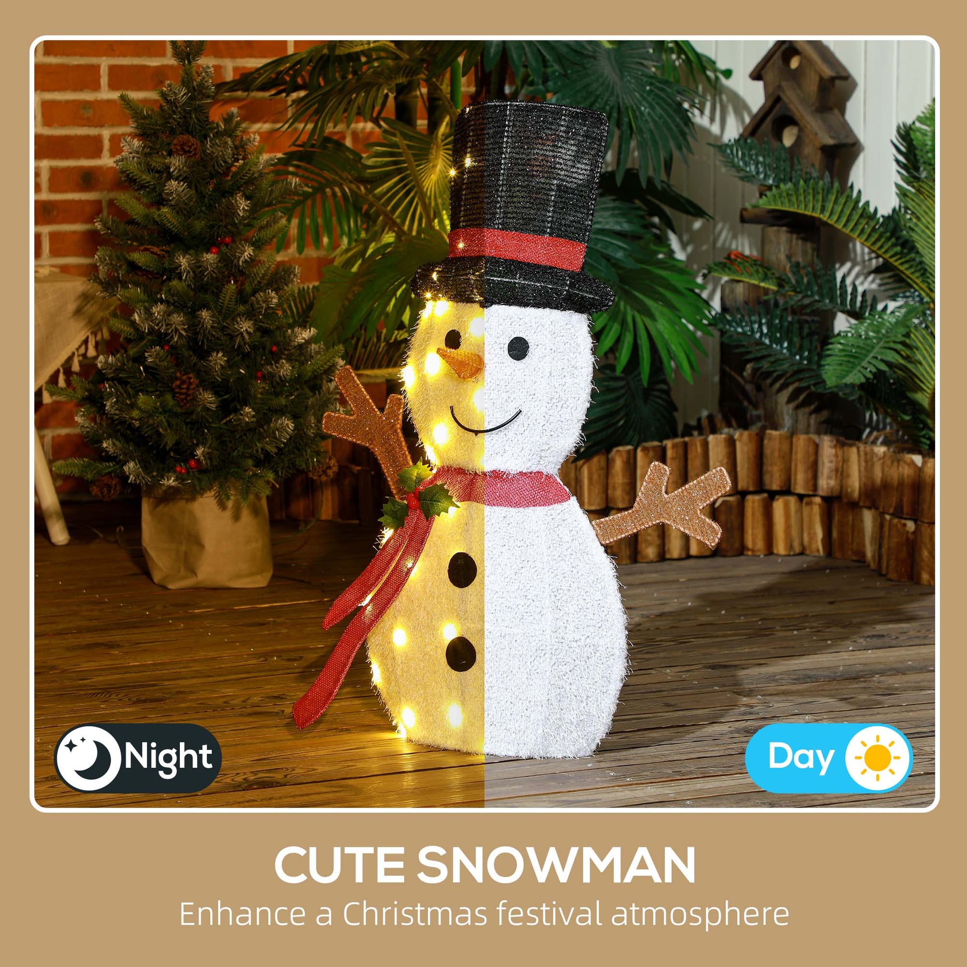 30" Lighted Snowman Christmas Decoration - 56 LED White-Home Furnishings > Holiday & Seasonal > Christmas Decorations-DECOROLALA