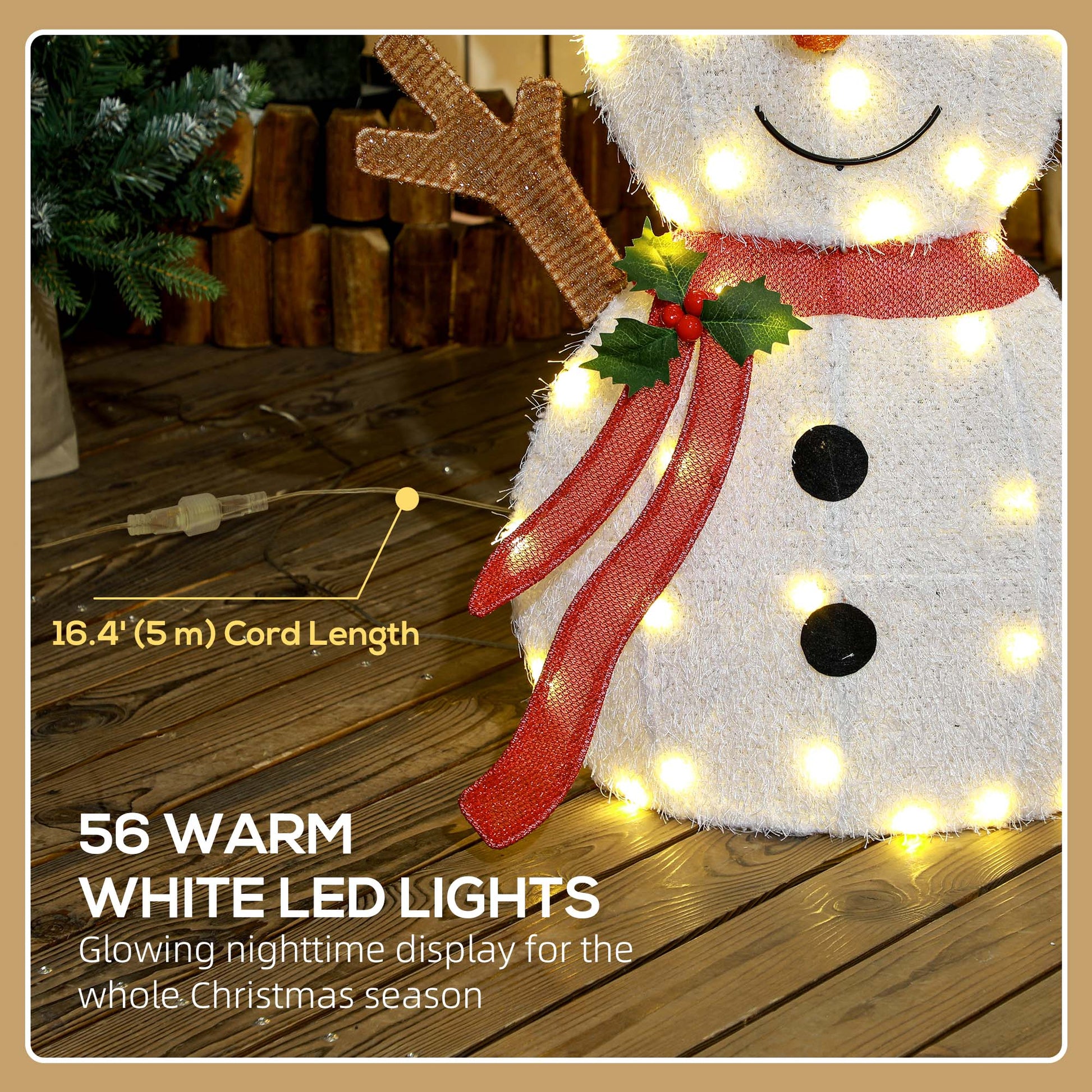 30" Lighted Snowman Christmas Decoration - 56 LED White-Home Furnishings > Holiday & Seasonal > Christmas Decorations-DECOROLALA