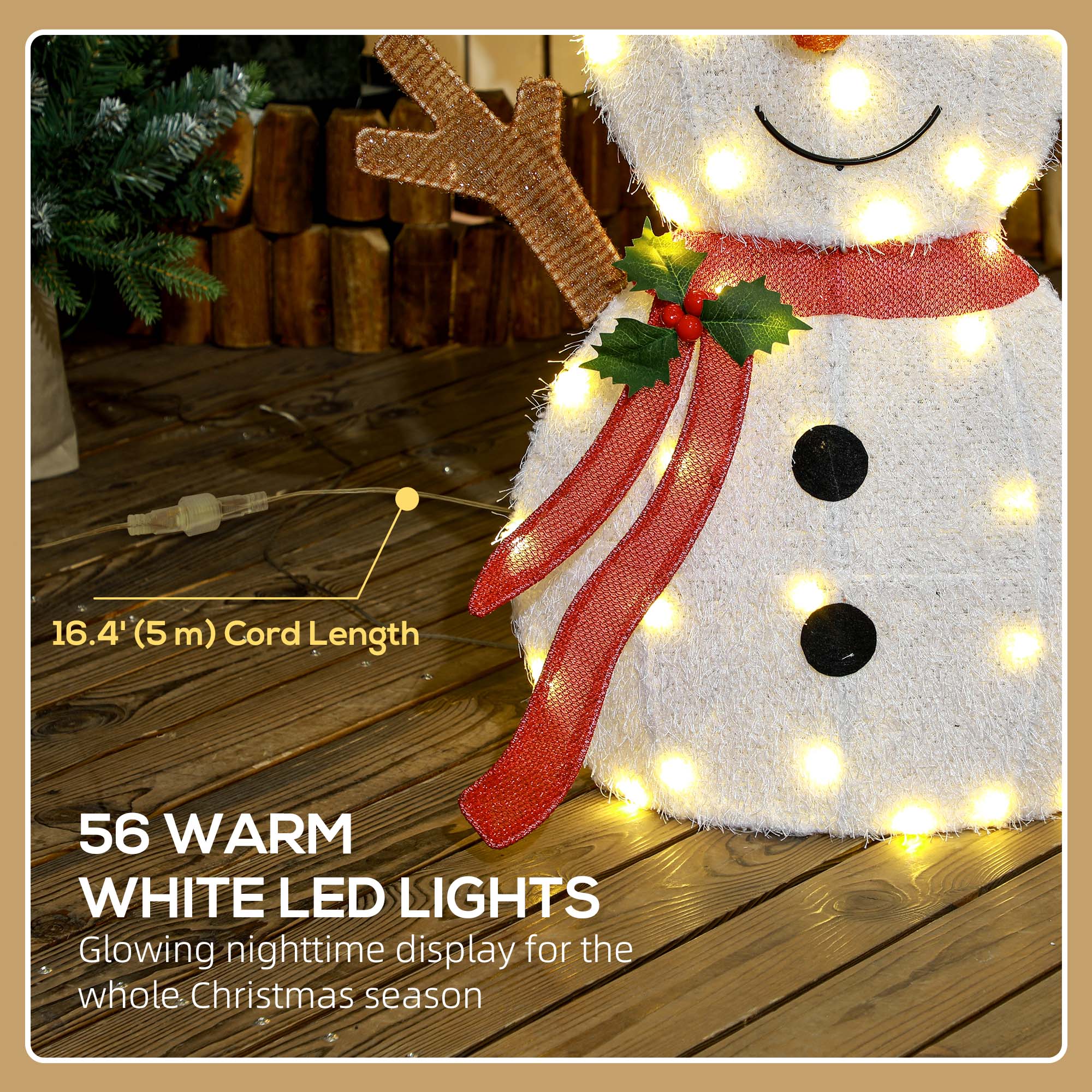 30" Lighted Snowman Christmas Decoration - 56 LED White-Home Furnishings > Holiday & Seasonal > Christmas Decorations-DECOROLALA