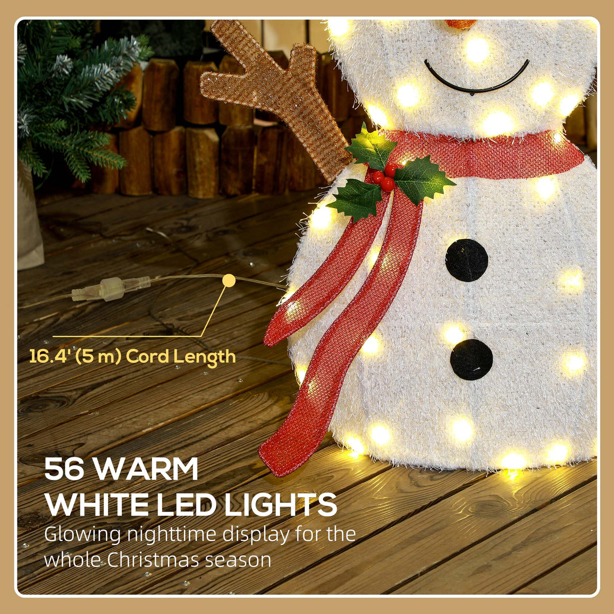 30" Lighted Snowman Christmas Decoration - 56 LED White-Home Furnishings > Holiday & Seasonal > Christmas Decorations-DECOROLALA