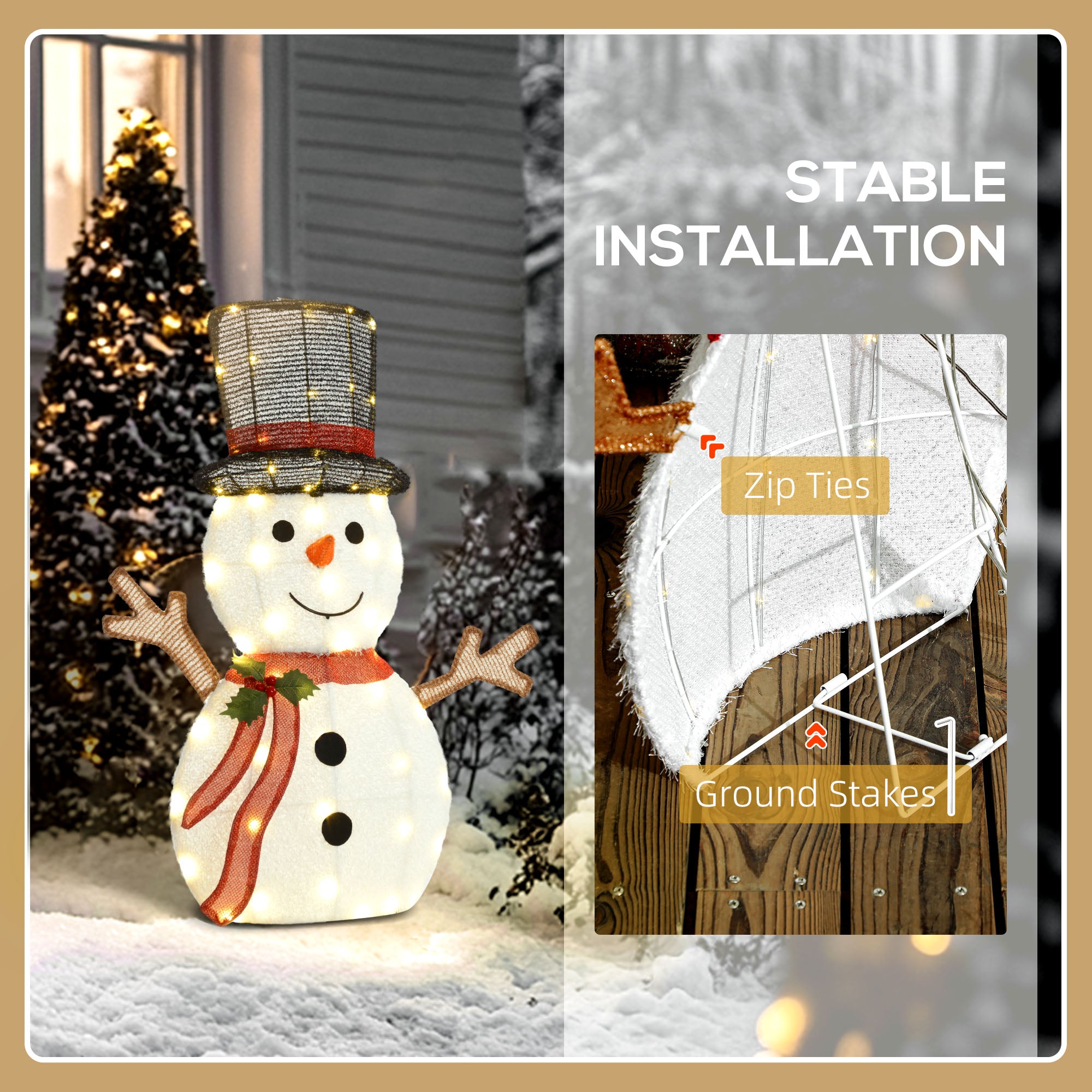 30" Lighted Snowman Christmas Decoration - 56 LED White-Home Furnishings > Holiday & Seasonal > Christmas Decorations-DECOROLALA