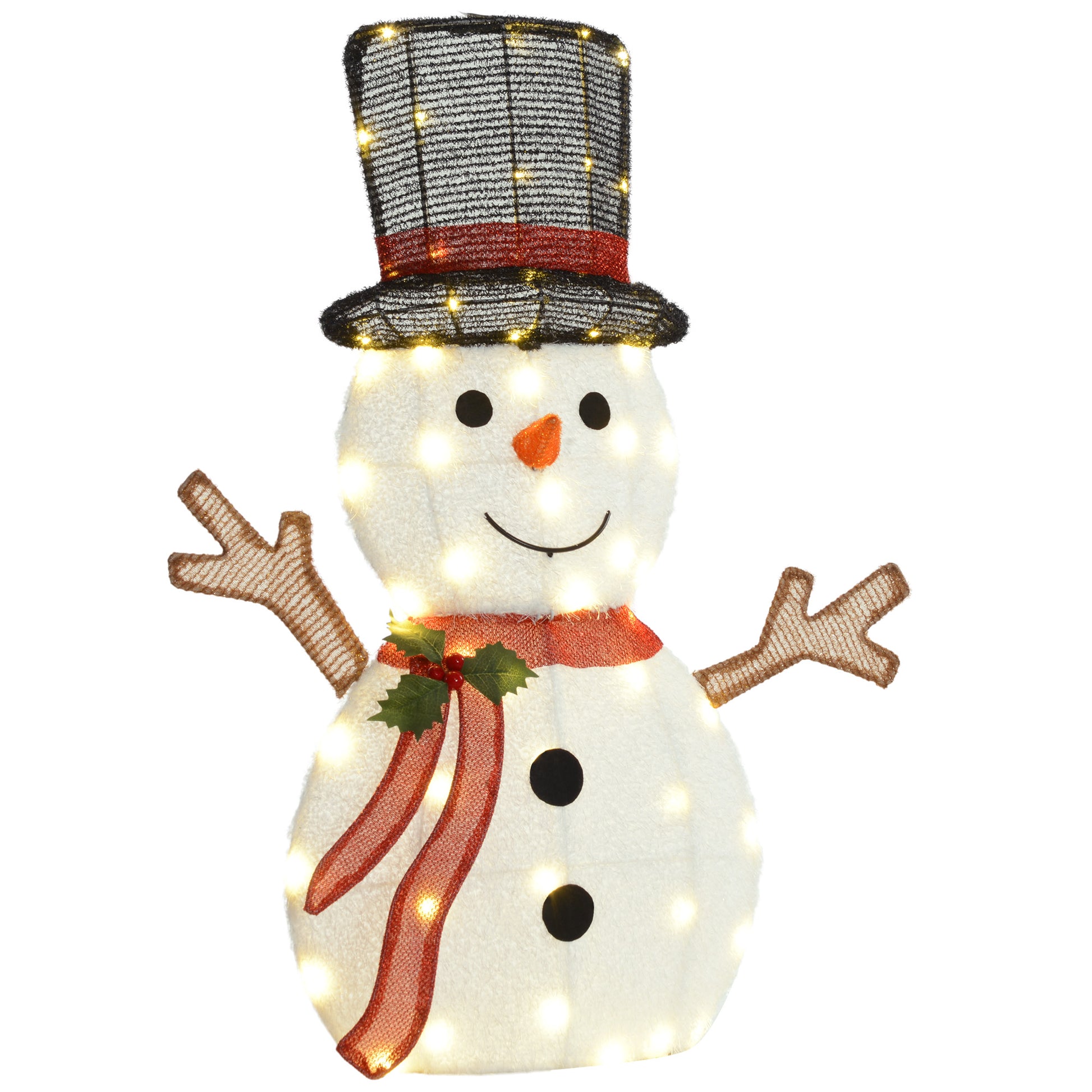30" Lighted Snowman Christmas Decoration - 56 LED White-Home Furnishings > Holiday & Seasonal > Christmas Decorations-DECOROLALA