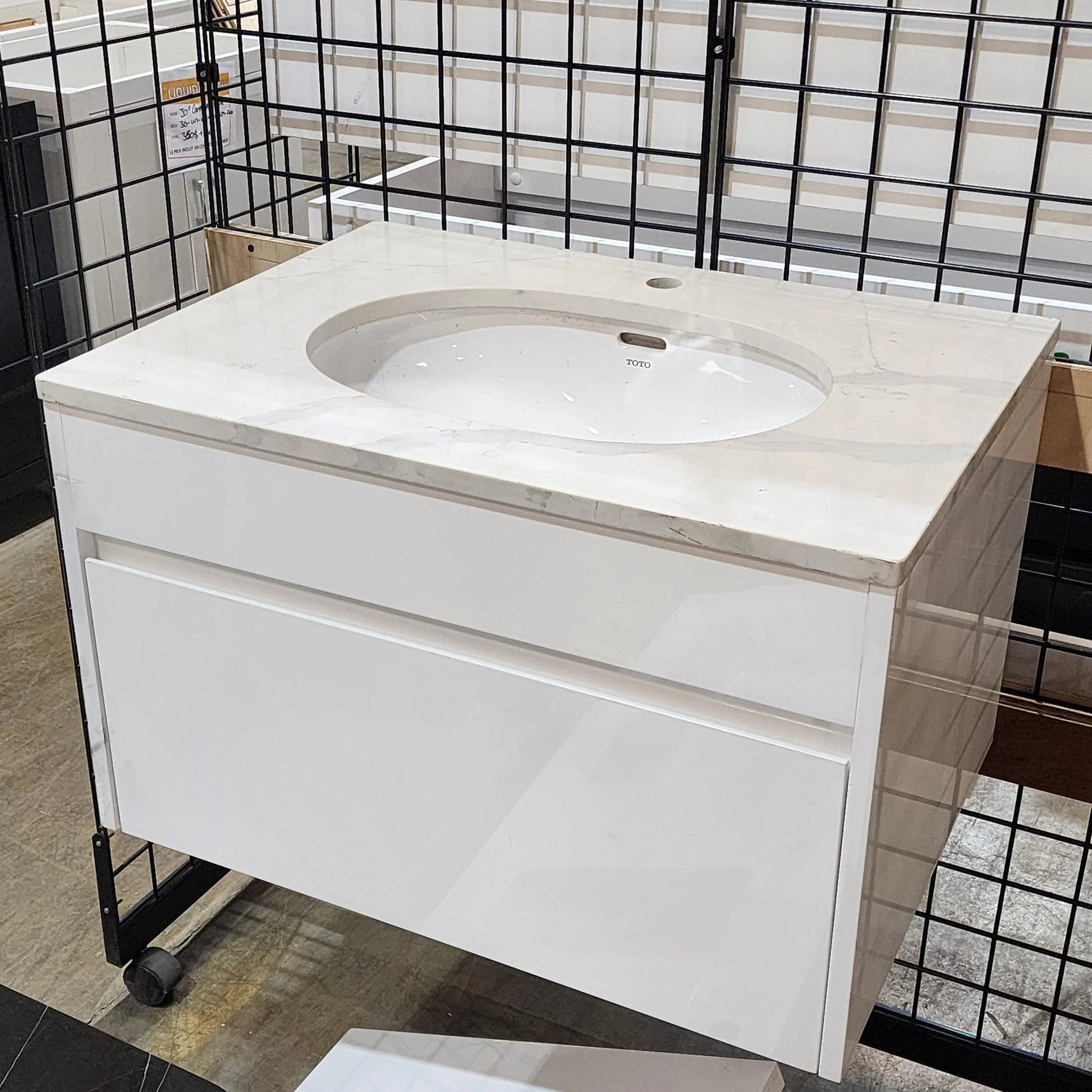 30" Lily White Wall Mount Bathroom Vanity w/ White Quartz Countertop - SAMPLE SALE-Bathroom Vanity-DECOROLALA