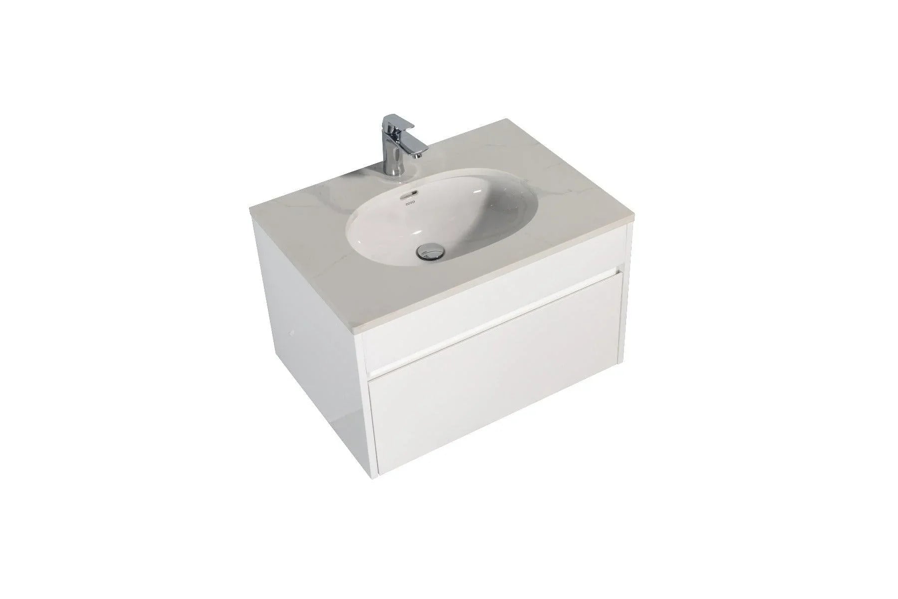 30" Lily White Wall Mount Bathroom Vanity w/ White Quartz Countertop - SAMPLE SALE-Bathroom Vanity-DECOROLALA