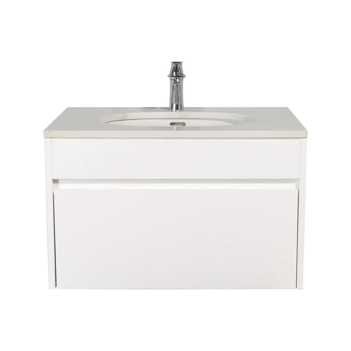 30" Lily White Wall Mount Bathroom Vanity w/ White Quartz Countertop - SAMPLE SALE-Bathroom Vanity-DECOROLALA