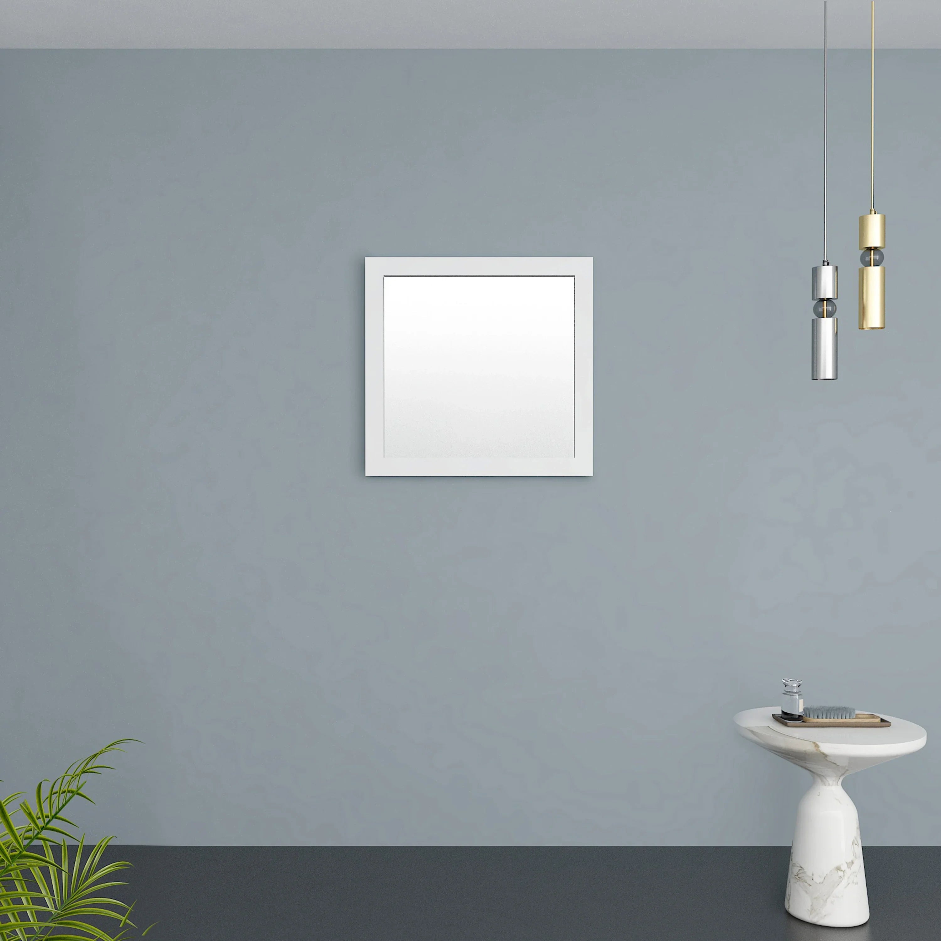 30" Matte White Rectangular Framed Mirror - Designed for Horizontal & Vertical Installation