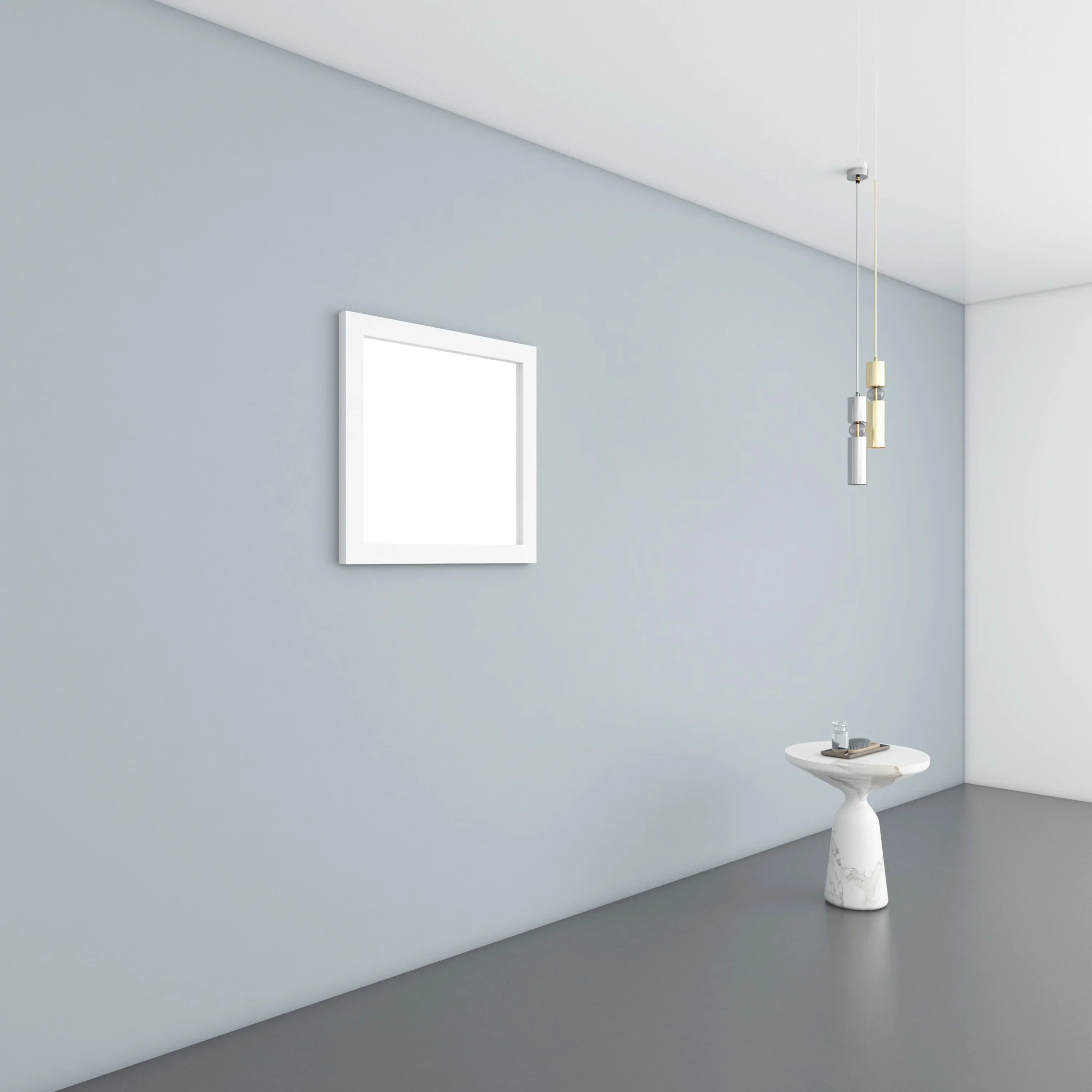 30" Matte White Rectangular Framed Mirror - Designed for Horizontal & Vertical Installation