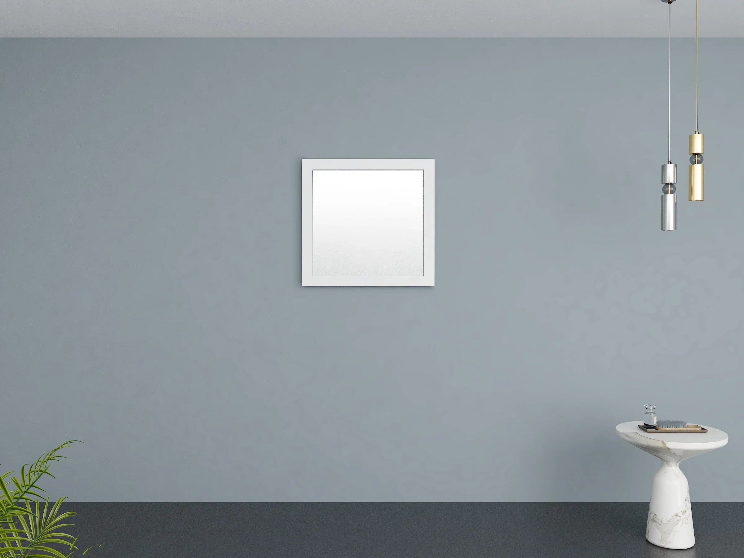 30" Matte White Rectangular Framed Mirror - Designed for Horizontal & Vertical Installation