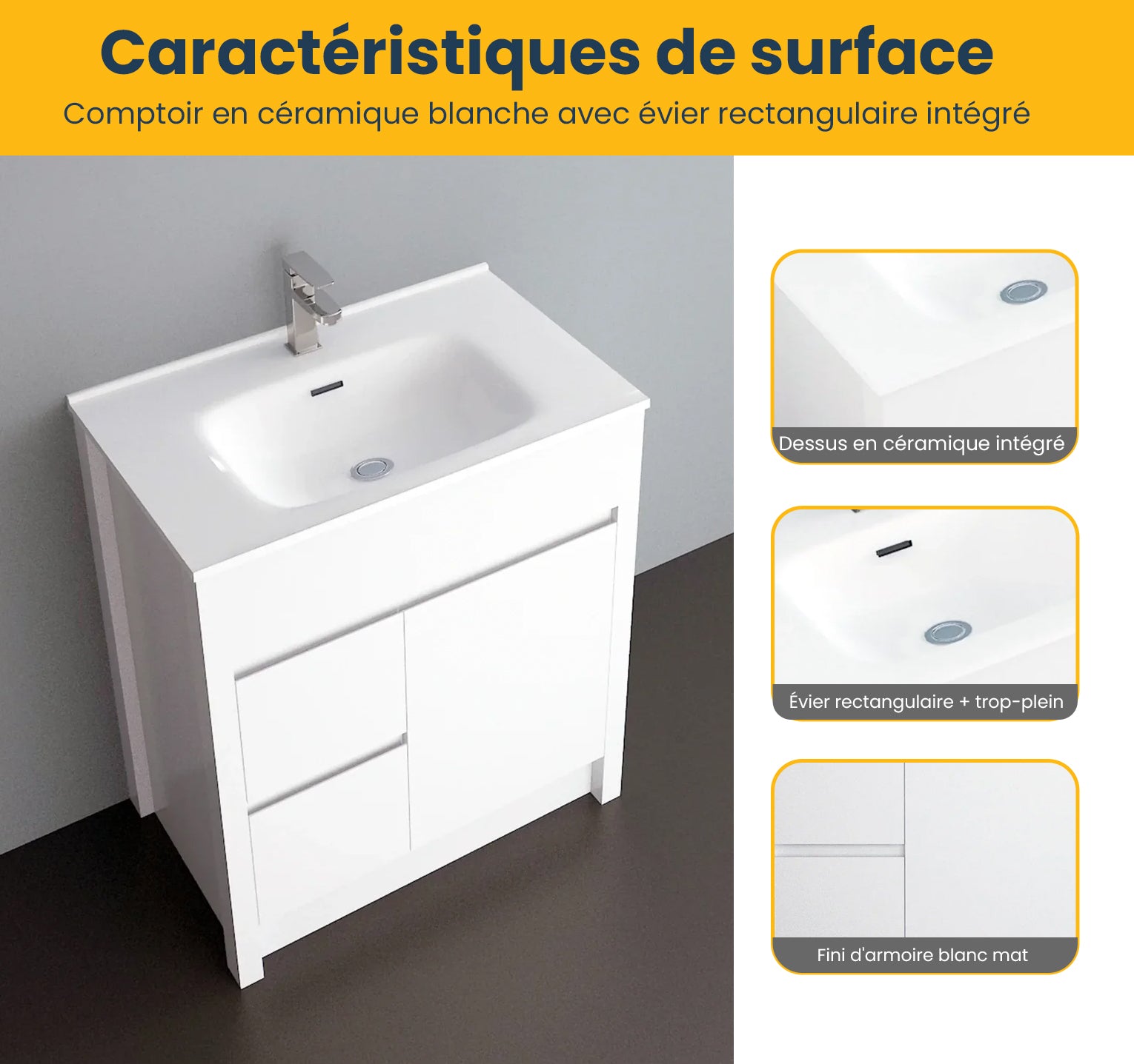 30" Matte White Freestanding Bathroom Vanity with White Ceramic Countertop-Migration_Bathroom Vanities-DECOROLALA