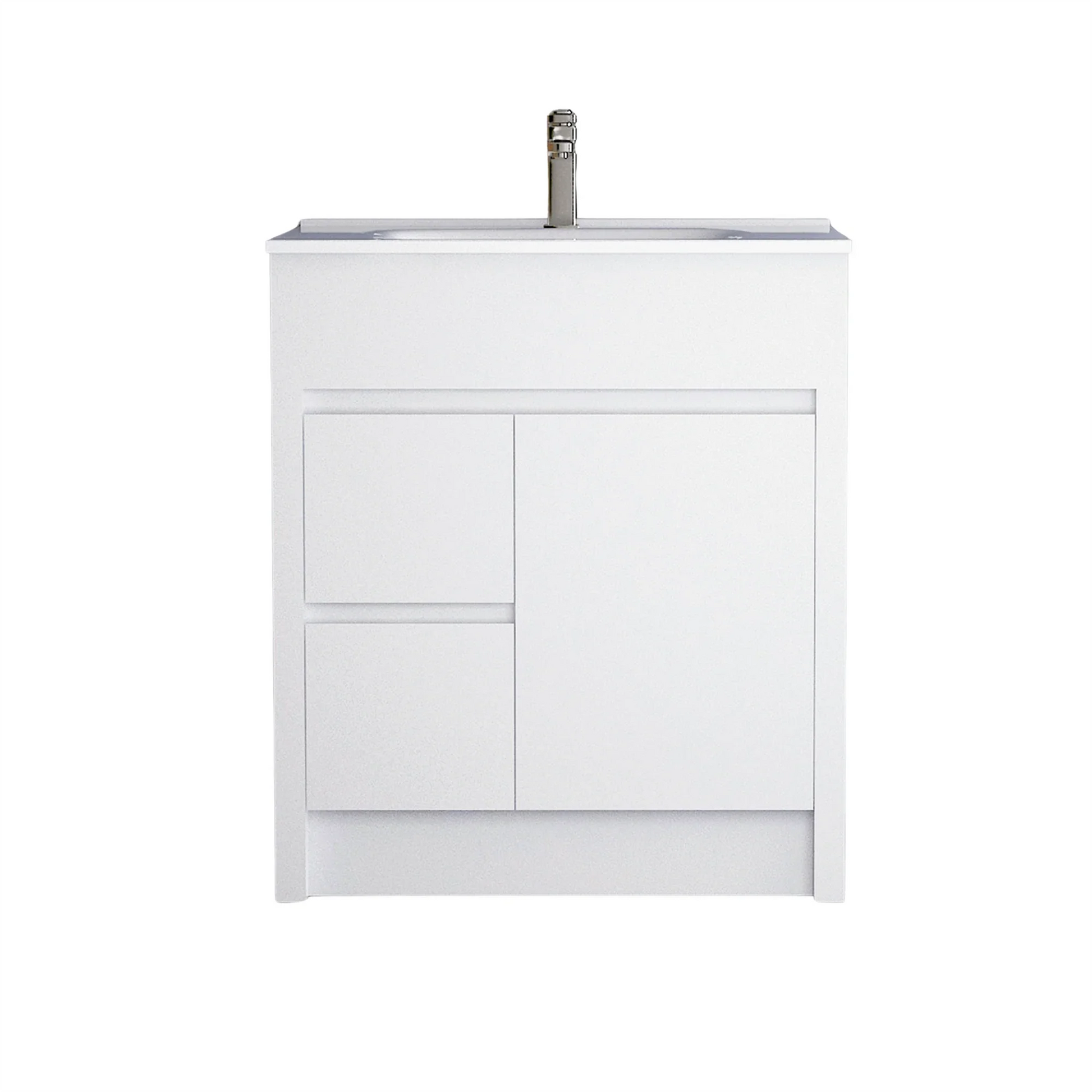 30" Matte White Freestanding Bathroom Vanity with White Ceramic Countertop-Migration_Bathroom Vanities-DECOROLALA