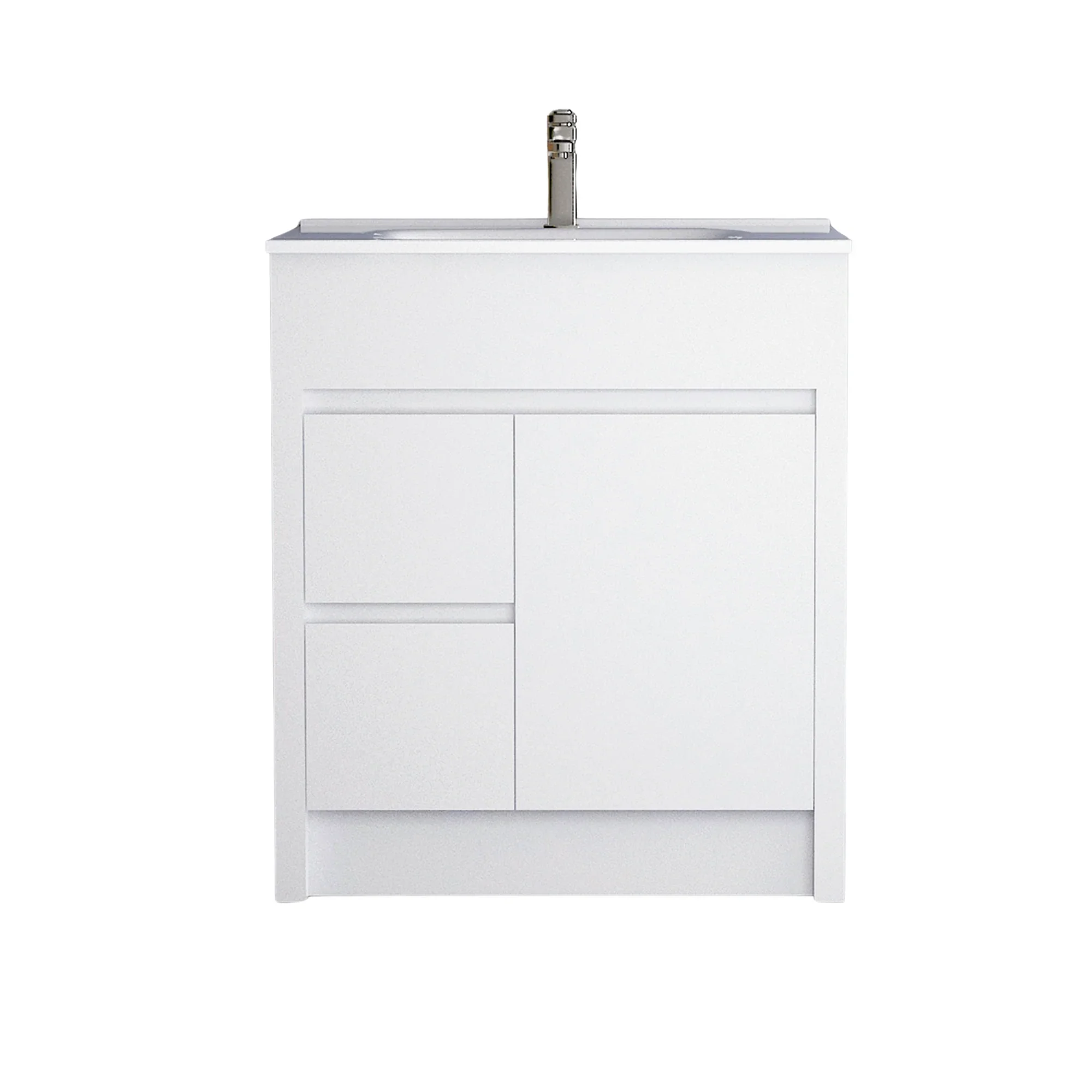 30" Matte White Freestanding Bathroom Vanity with White Ceramic Countertop-Migration_Bathroom Vanities-DECOROLALA
