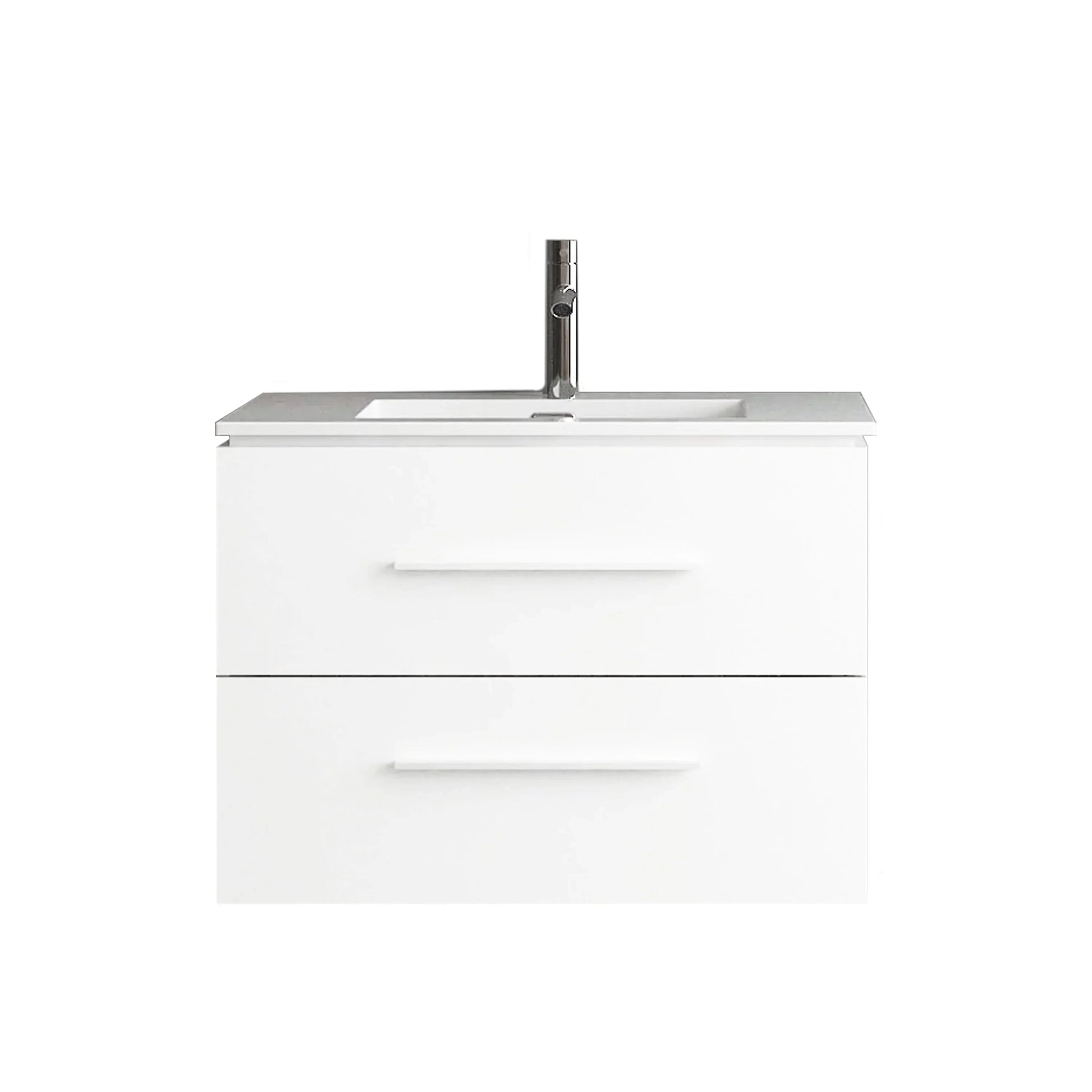 30" Matte White Wall Mount Bathroom Vanity with White Ceramic Countertop-Migration_Bathroom Vanities-DECOROLALA