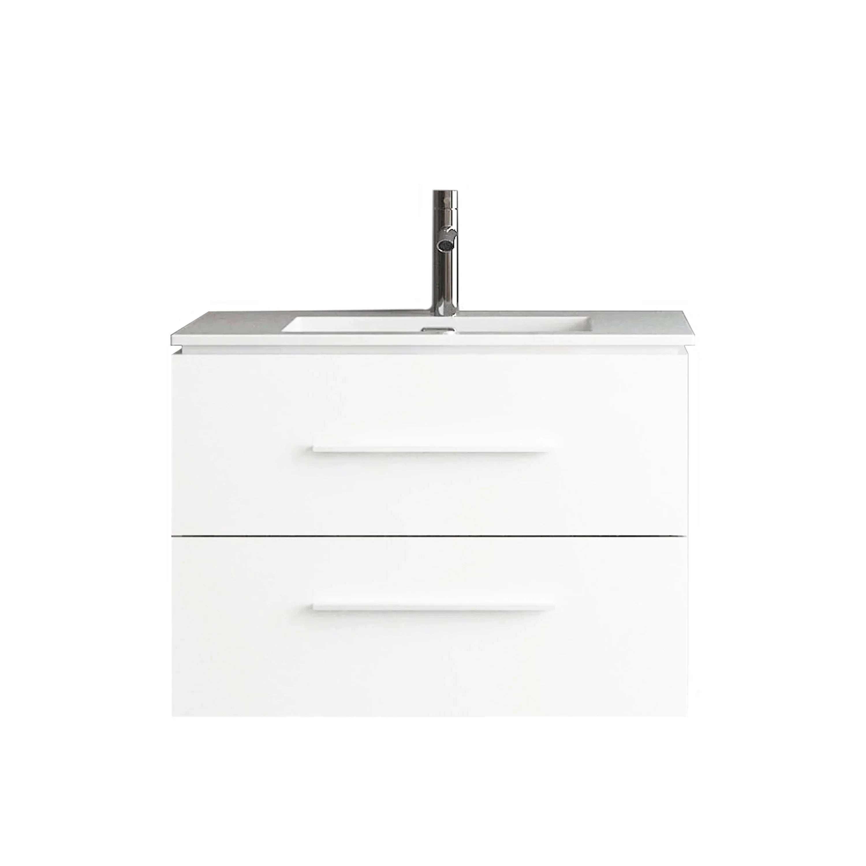 30" Matte White Wall Mount Bathroom Vanity with White Ceramic Countertop-Migration_Bathroom Vanities-DECOROLALA