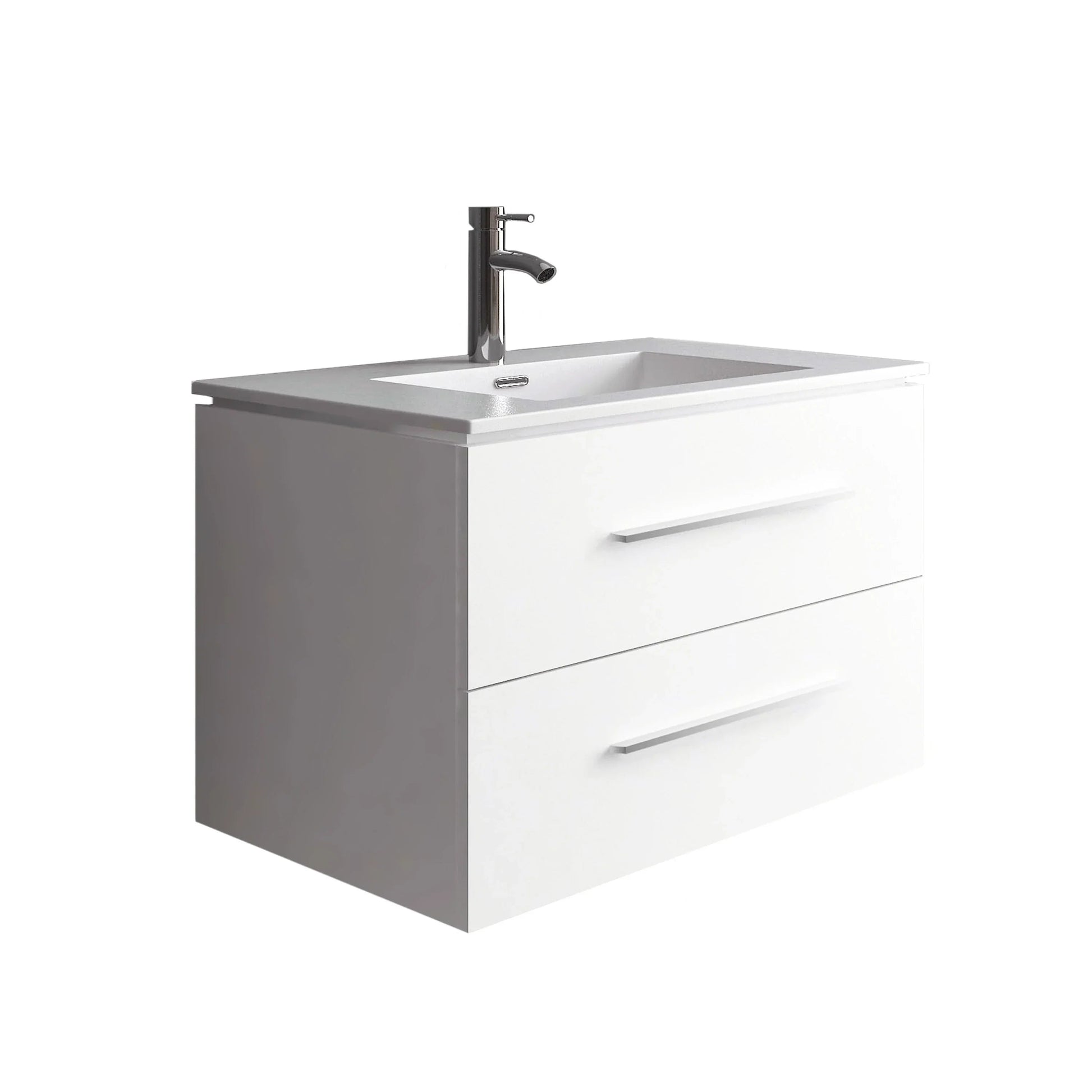 30" Matte White Wall Mount Bathroom Vanity with White Ceramic Countertop-Migration_Bathroom Vanities-DECOROLALA