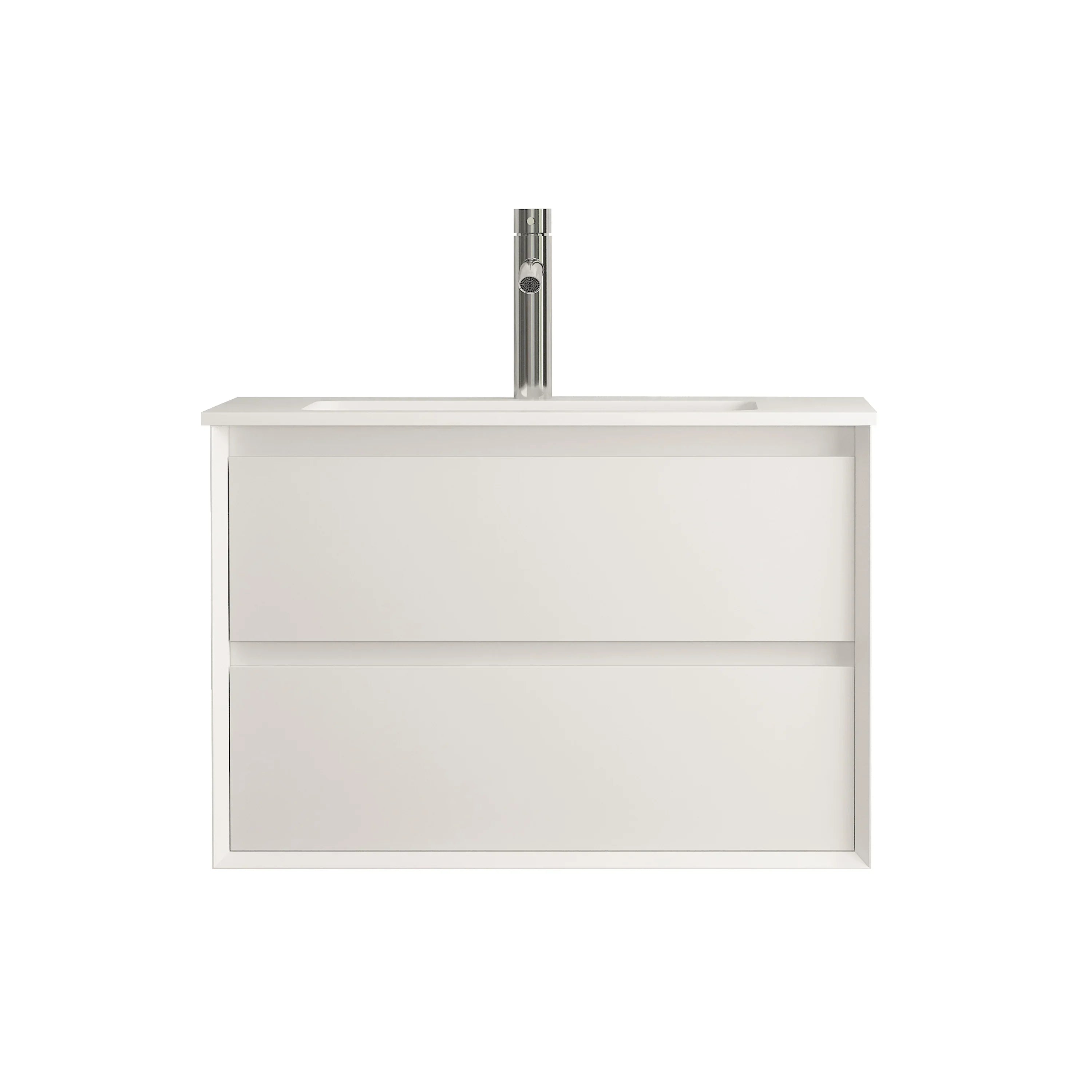 30" Matte White Wall Mount Bathroom Vanity with White Ceramic Countertop-Migration_Bathroom Vanities-DECOROLALA