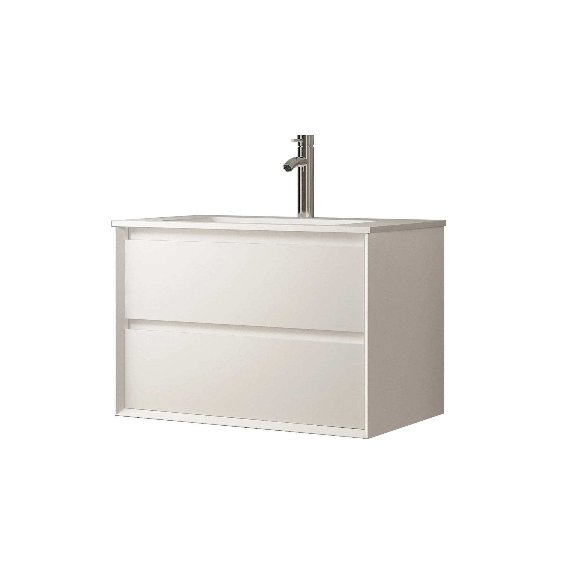 30" Matte White Wall Mount Bathroom Vanity with White Ceramic Countertop-Migration_Bathroom Vanities-DECOROLALA