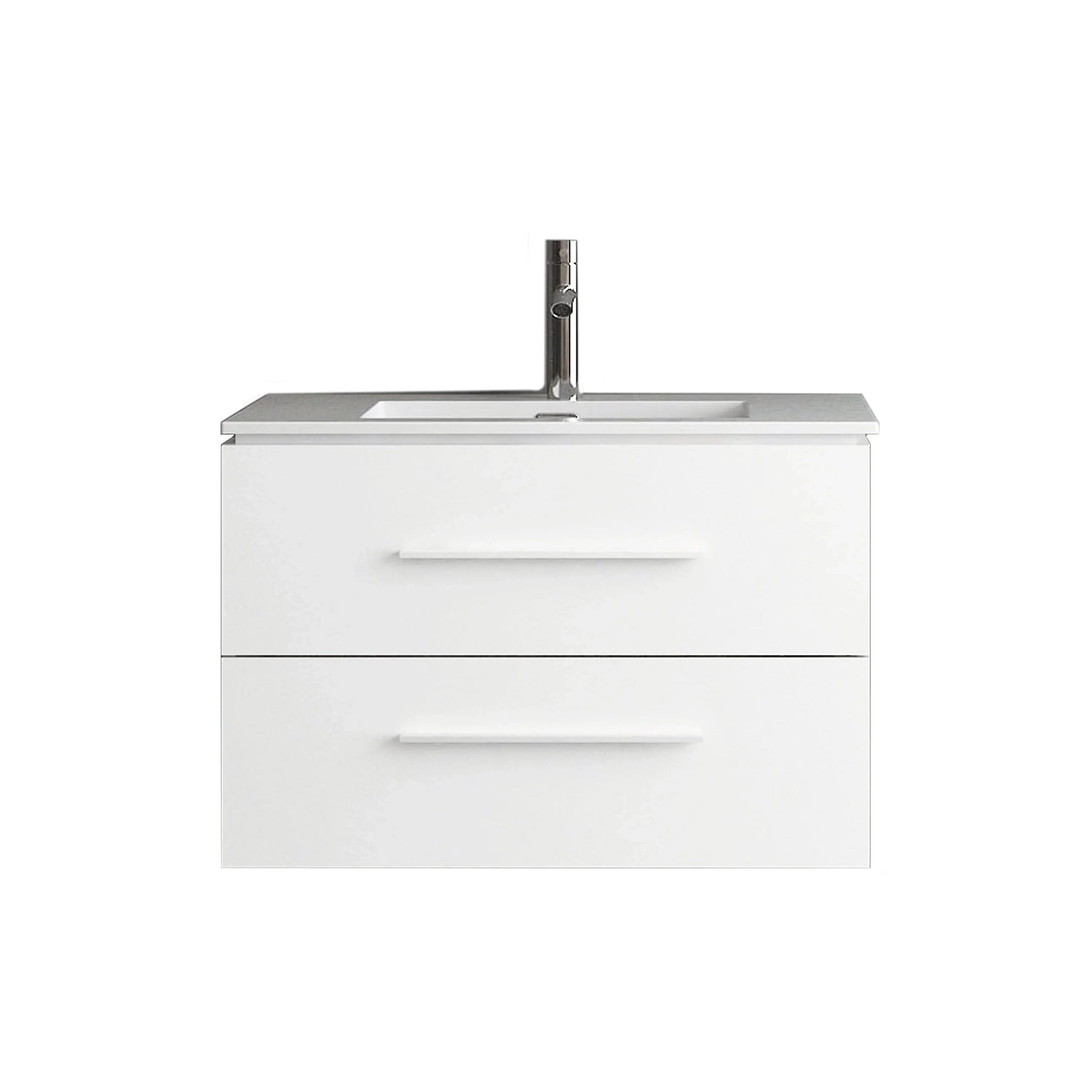 30" Matte White Wall Mount Single Sink Bathroom Vanity with White Ceramic Countertop-Migration_Bathroom Vanities-DECOROLALA