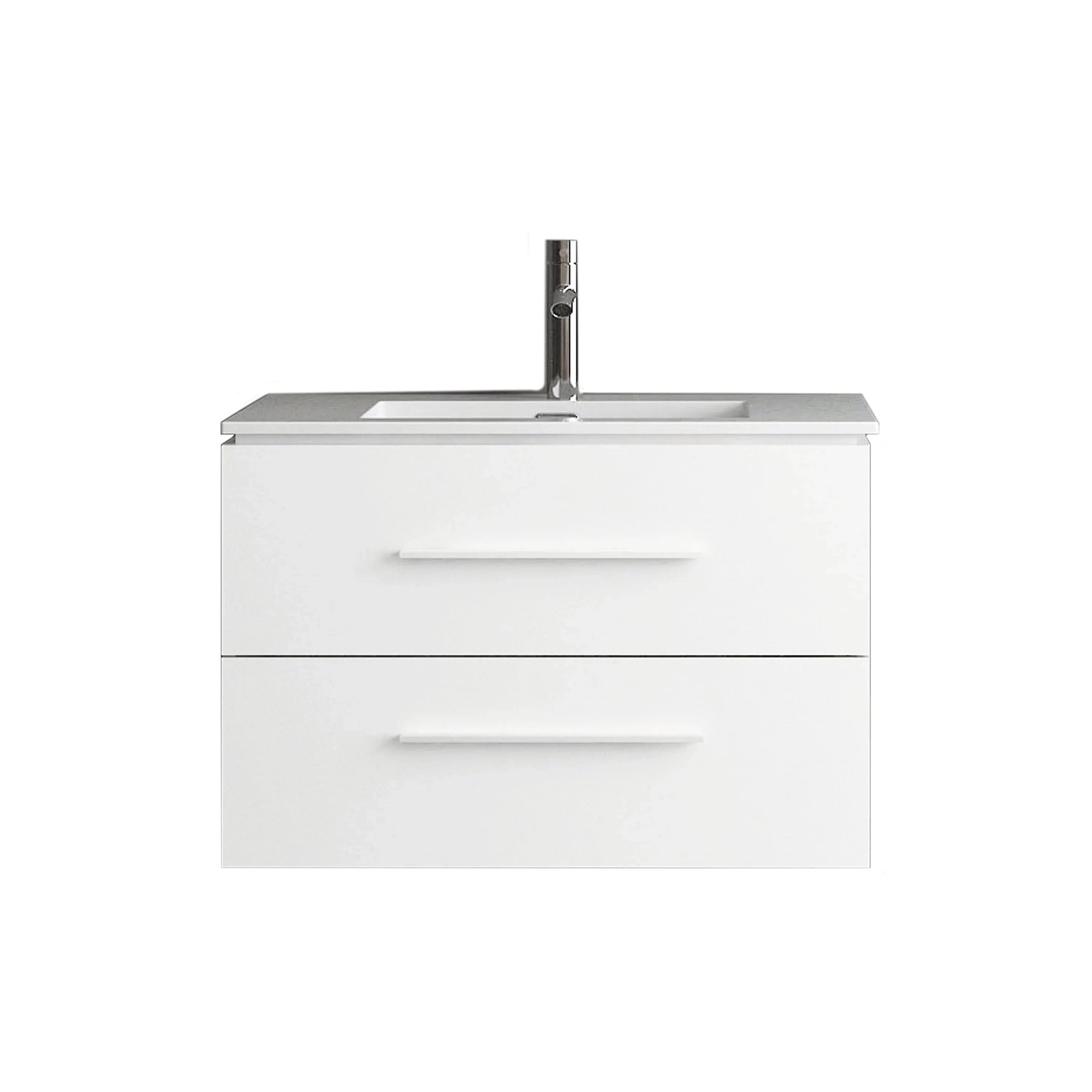 30" Matte White Wall Mount Single Sink Bathroom Vanity with White Ceramic Countertop-Migration_Bathroom Vanities-DECOROLALA